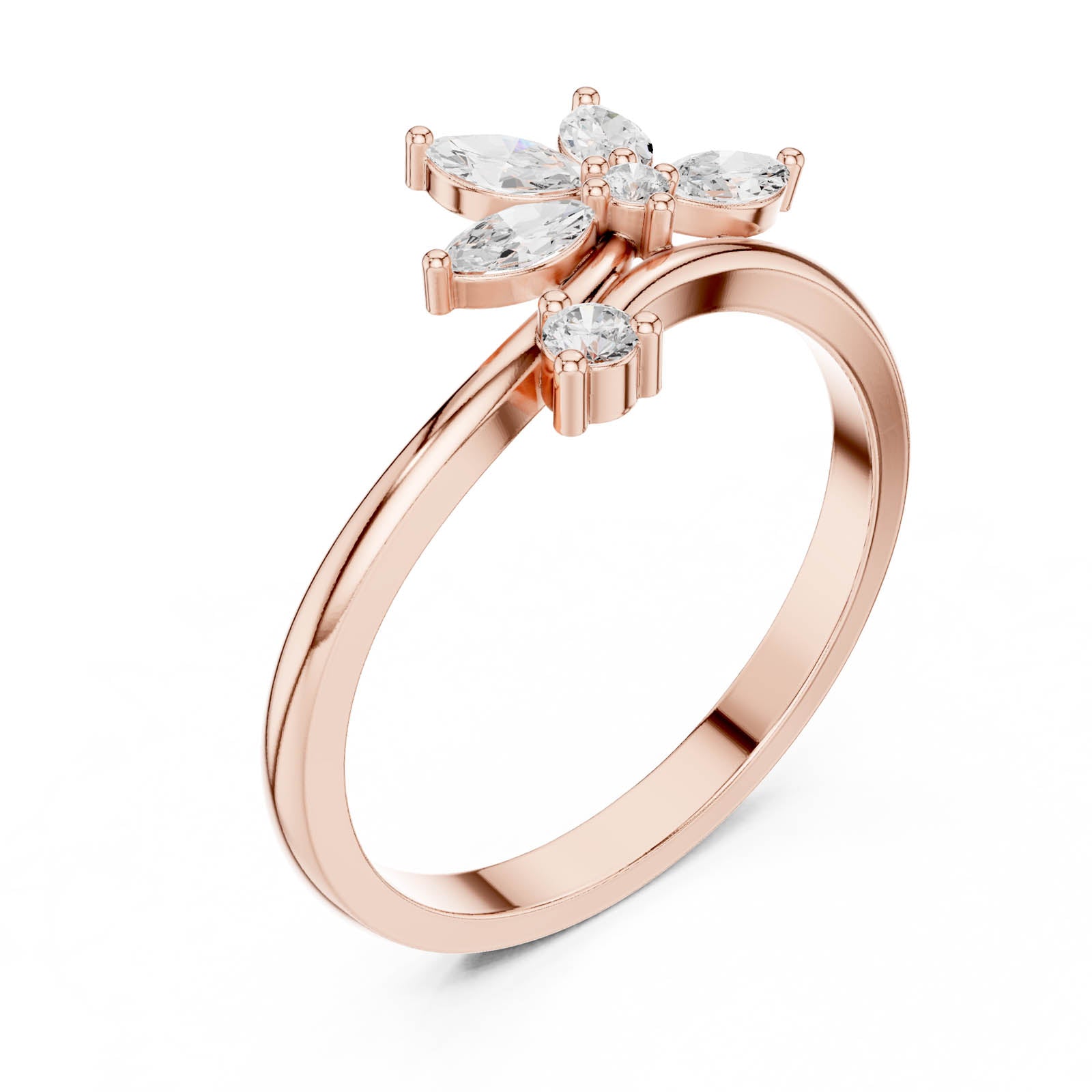 .26 Ct. Marquise and Round Diamond Floral Bypass Ring (HLR-259) 10