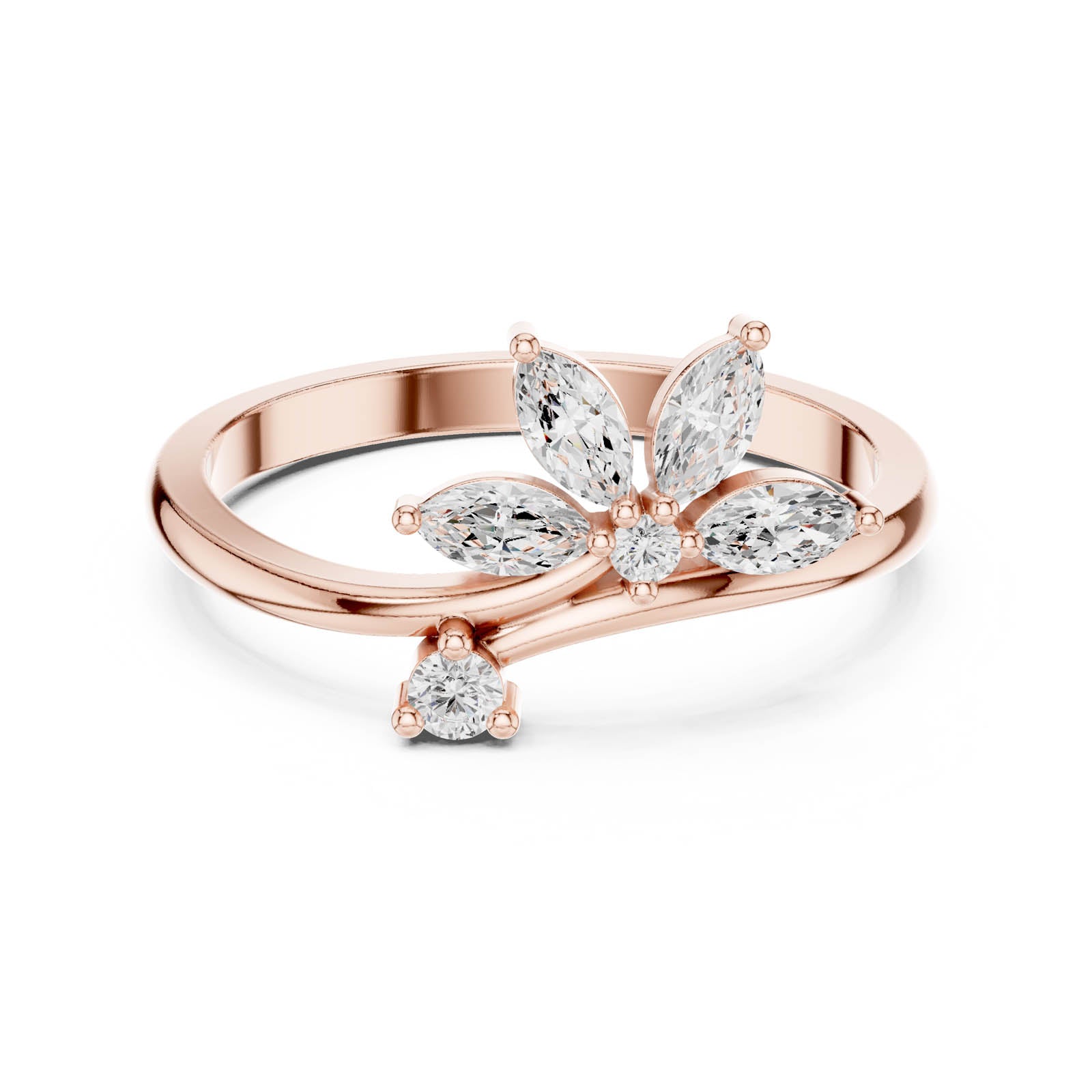 .26 Ct. Marquise and Round Diamond Floral Bypass Ring (HLR-259) 11