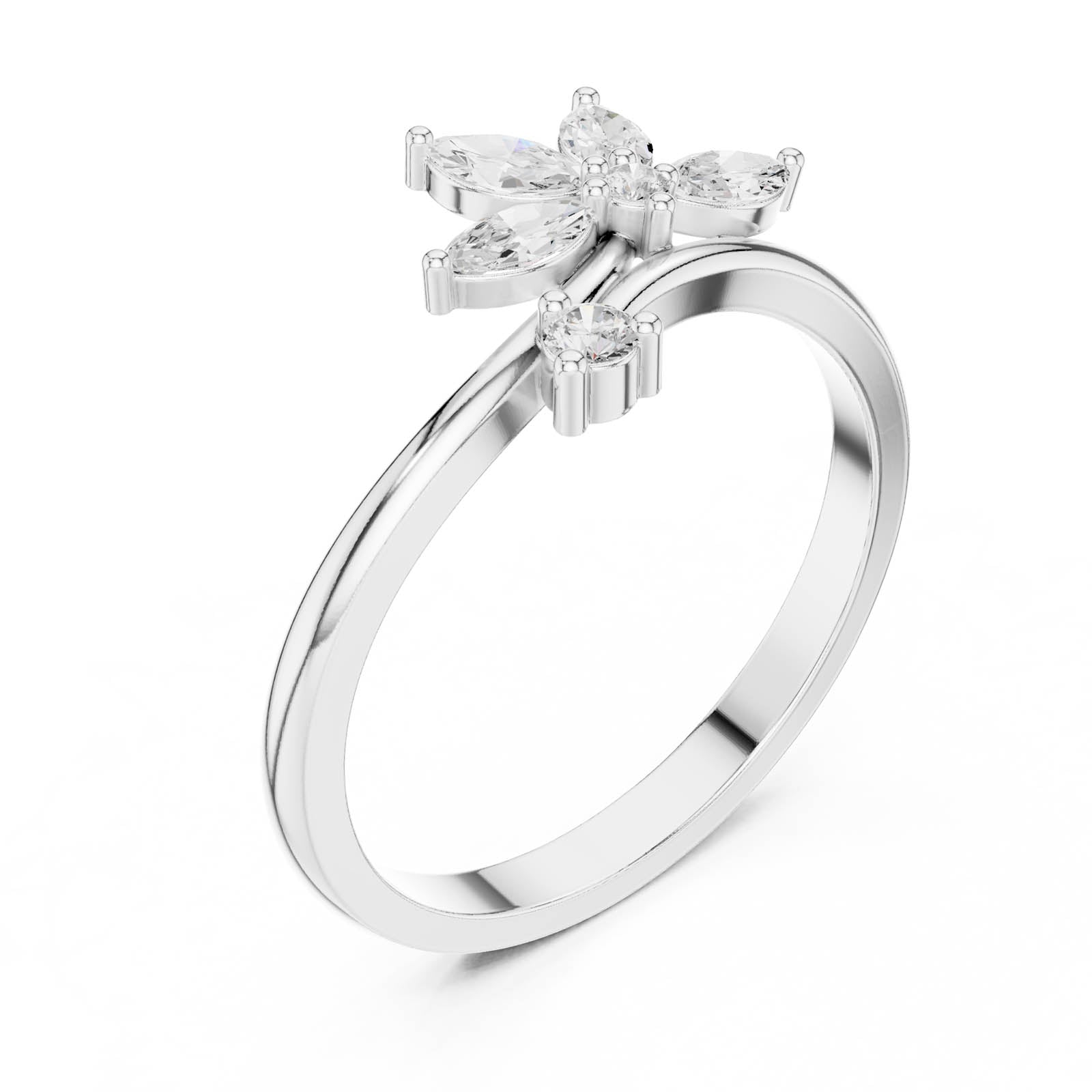 .26 Ct. Marquise and Round Diamond Floral Bypass Ring (HLR-259) 13