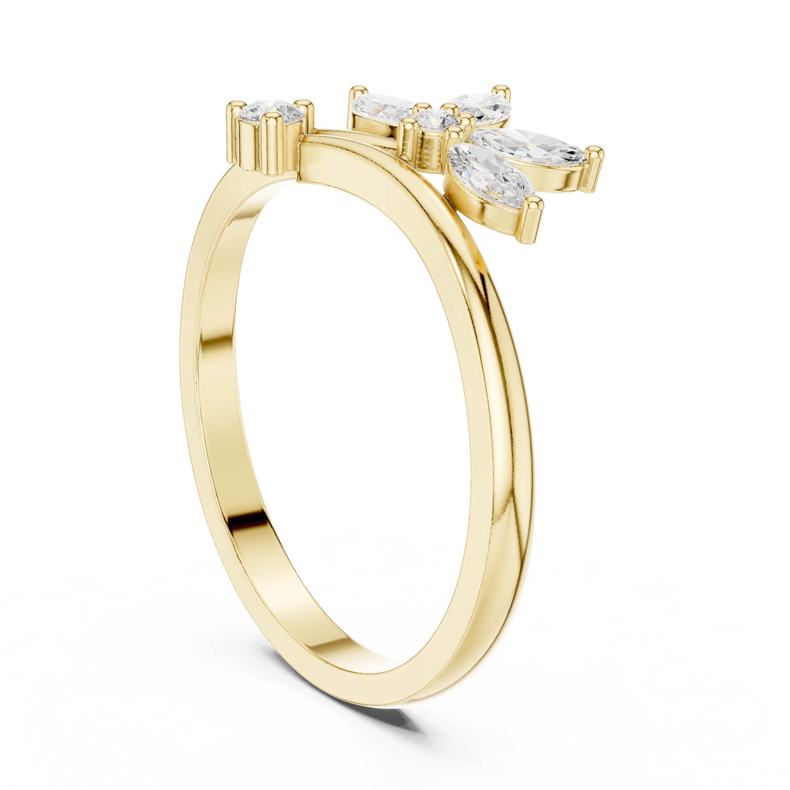 .26 Ct. Marquise and Round Diamond Floral Bypass Ring (HLR-259) 6