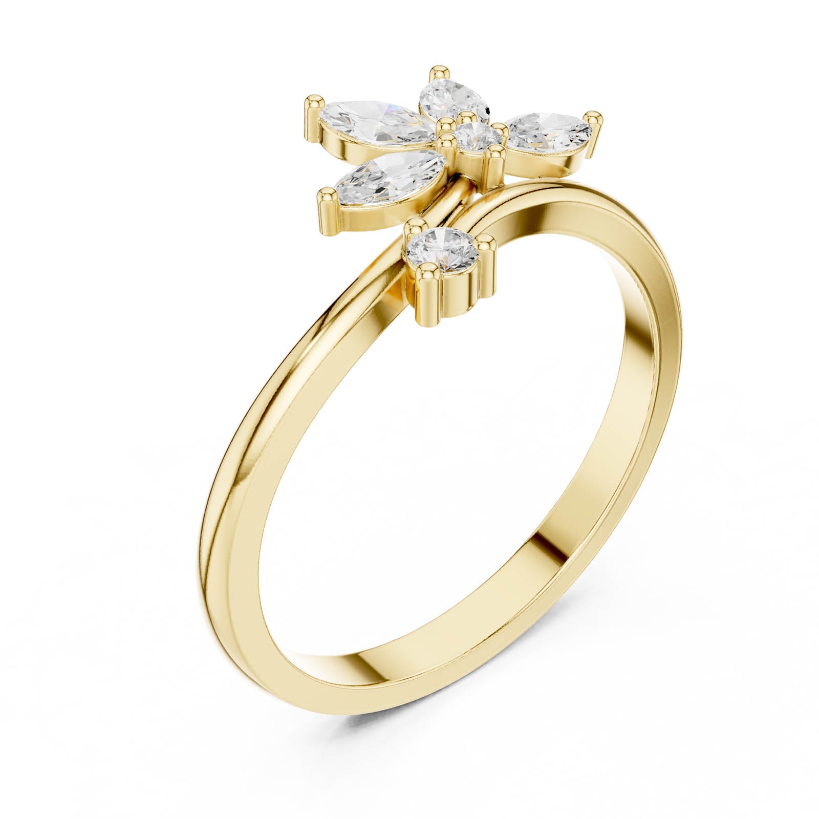 .26 Ct. Marquise and Round Diamond Floral Bypass Ring (HLR-259) 2