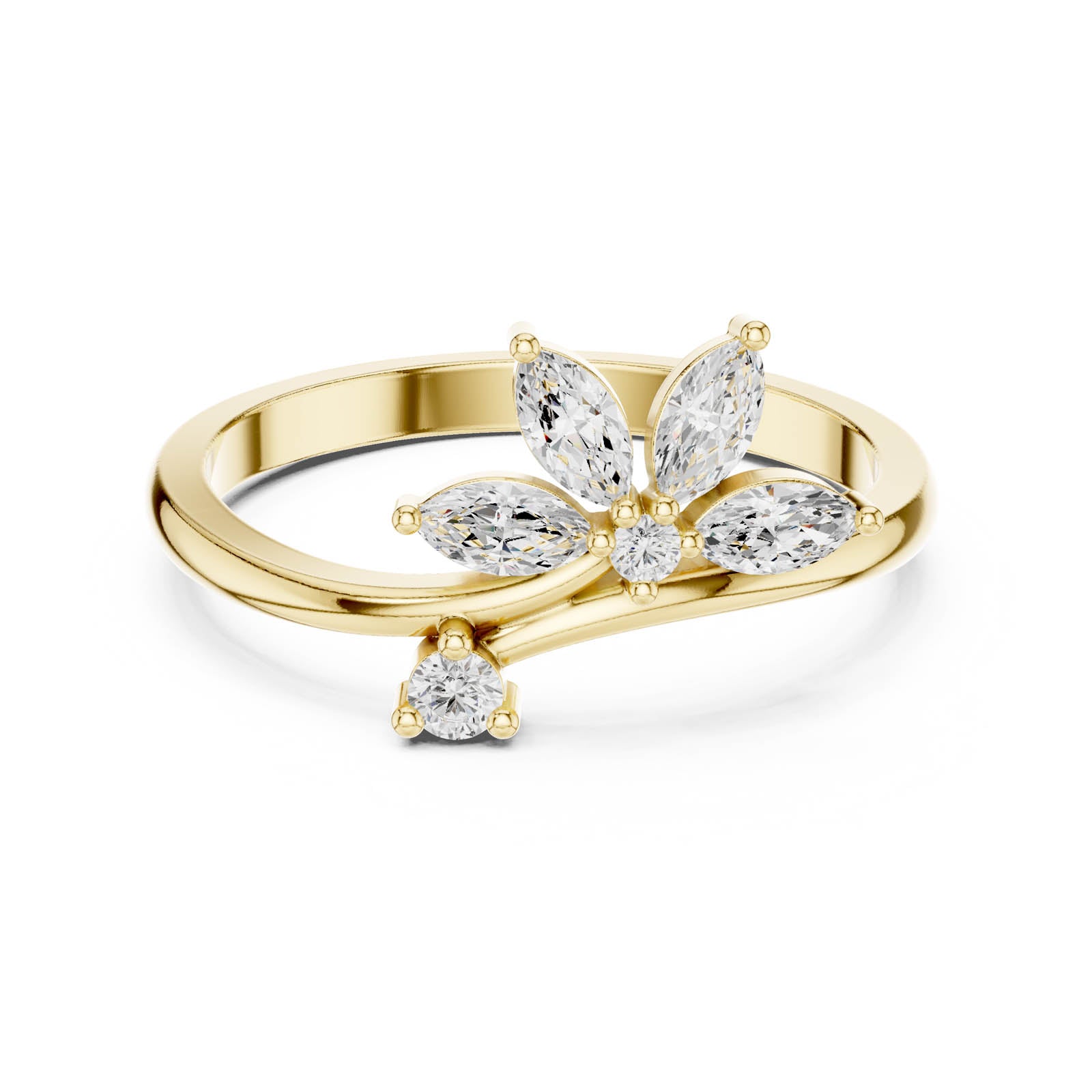 .26 Ct. Marquise and Round Diamond Floral Bypass Ring (HLR-259) 8