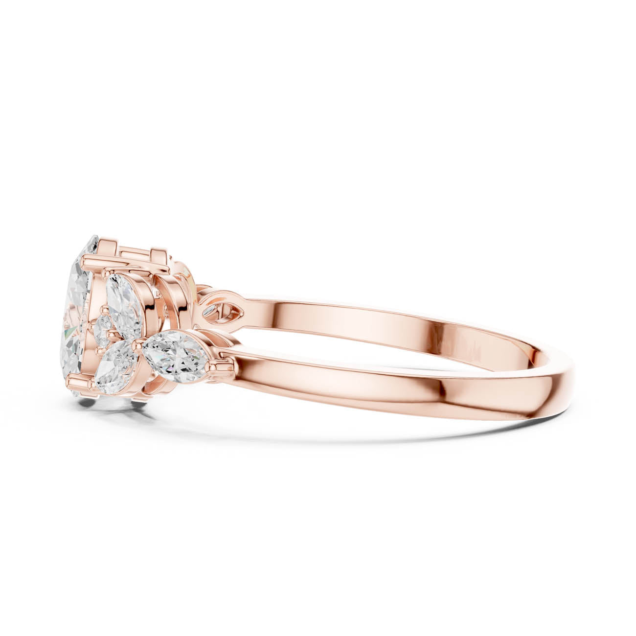 1.00 Ct. Oval Diamond Ring with Marquise and Round Side Stones (HLR-43) 11