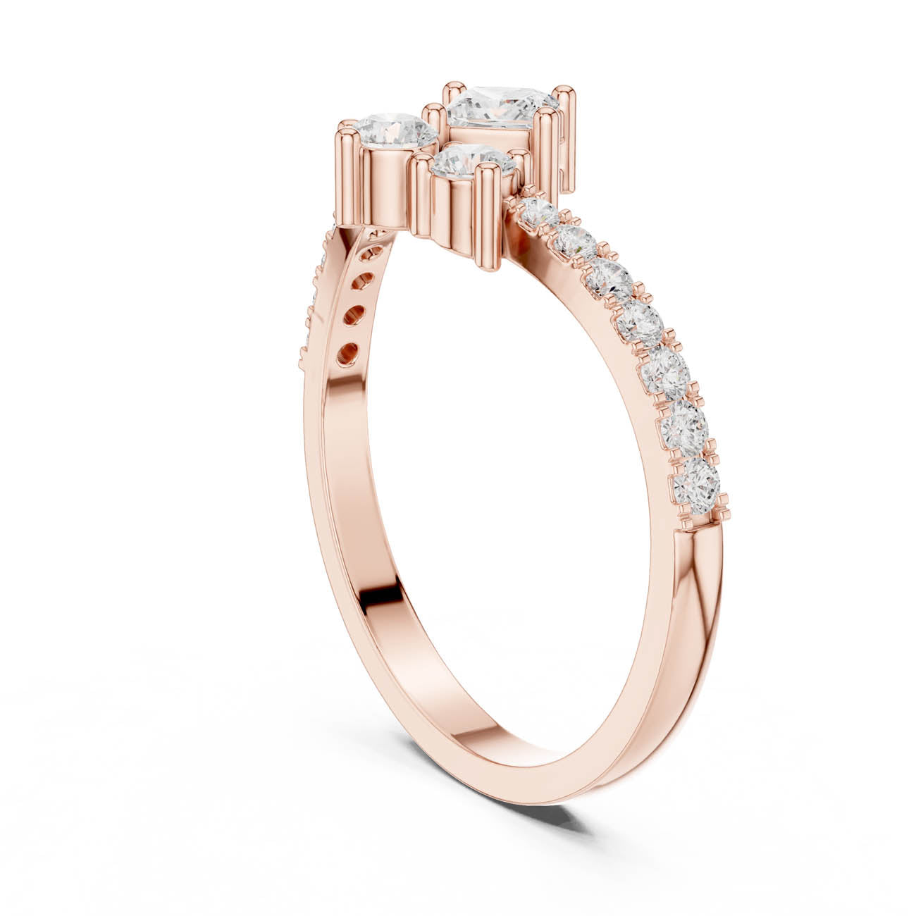 0.53 Ct. Princess-Cut Diamond Floral Cluster Ring (HLR-44) 10