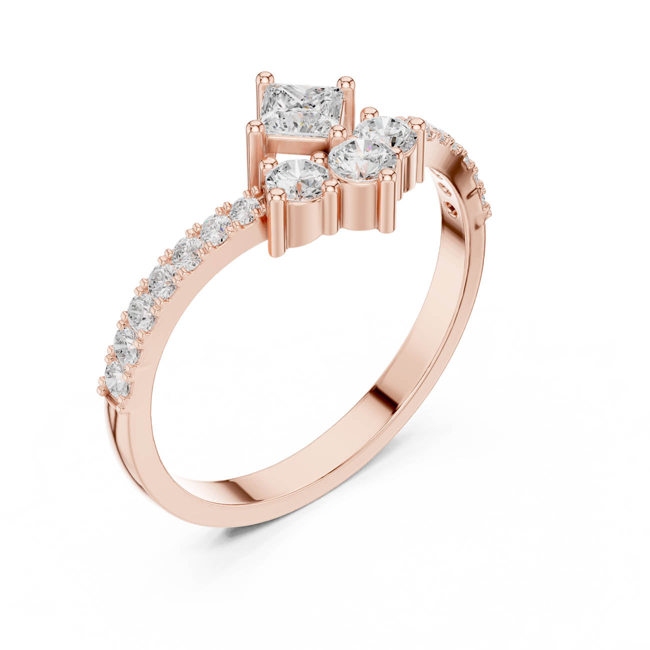 0.53 Ct. Princess-Cut Diamond Floral Cluster Ring (HLR-44) 8