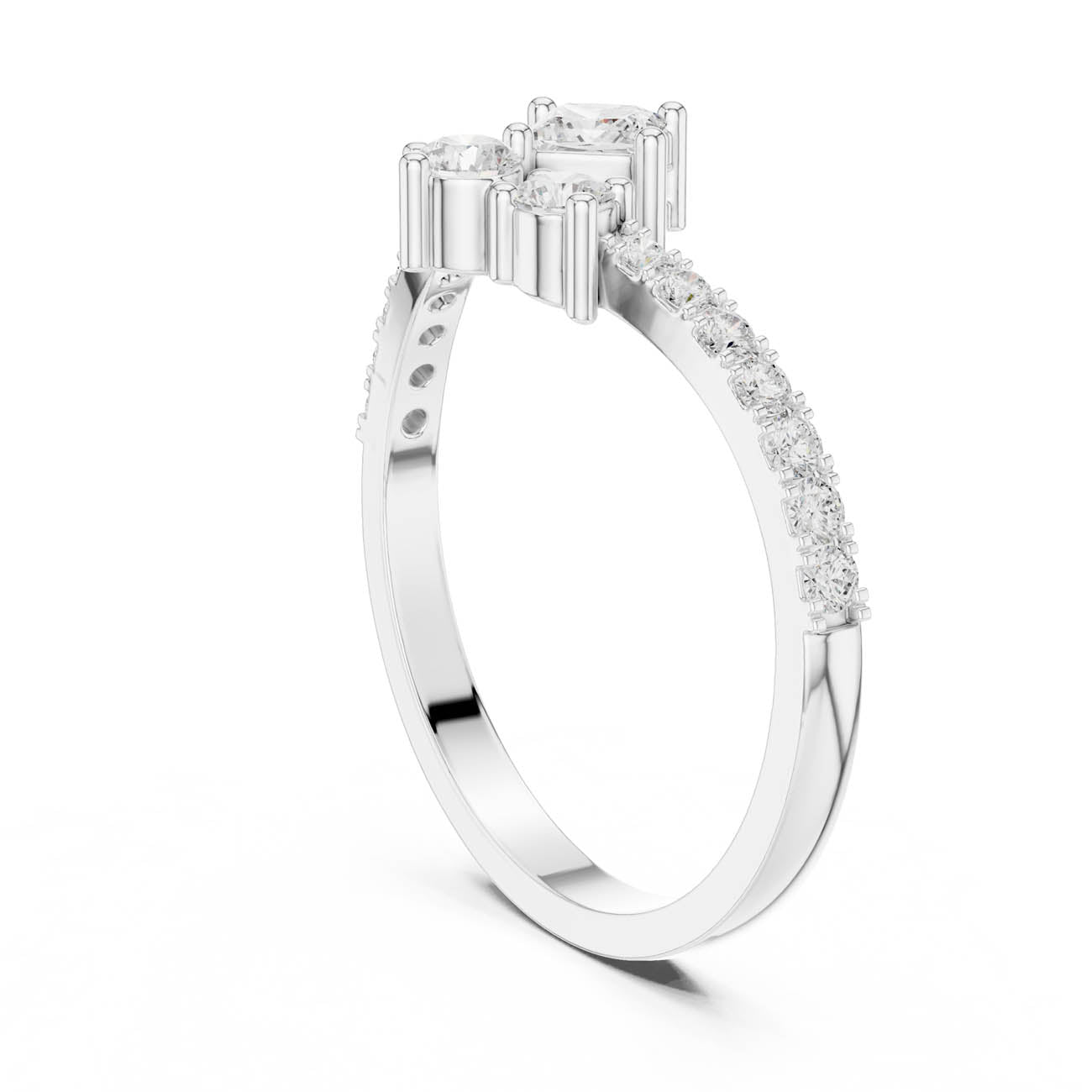 0.53 Ct. Princess-Cut Diamond Floral Cluster Ring (HLR-44) 9
