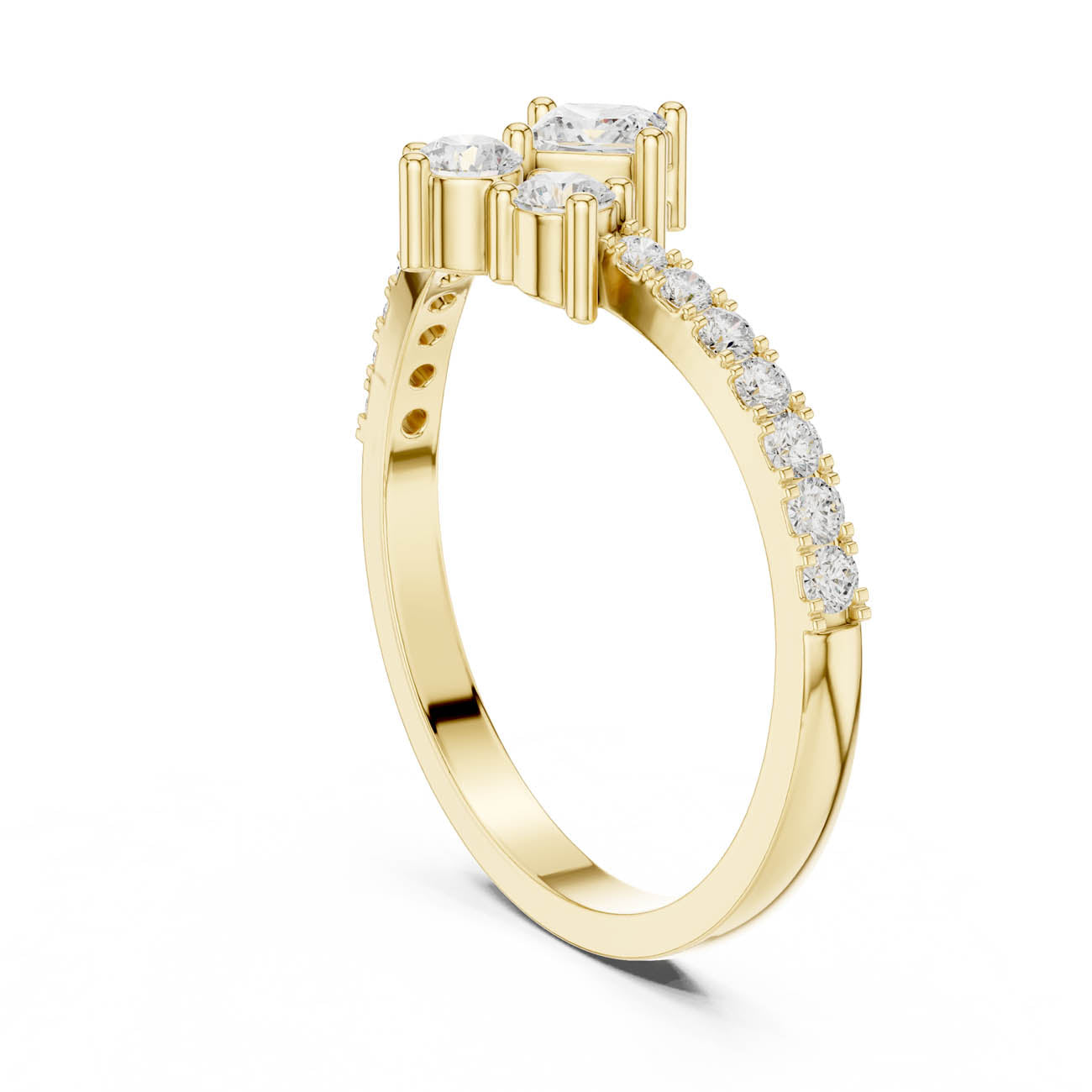 0.53 Ct. Princess-Cut Diamond Floral Cluster Ring (HLR-44) 3