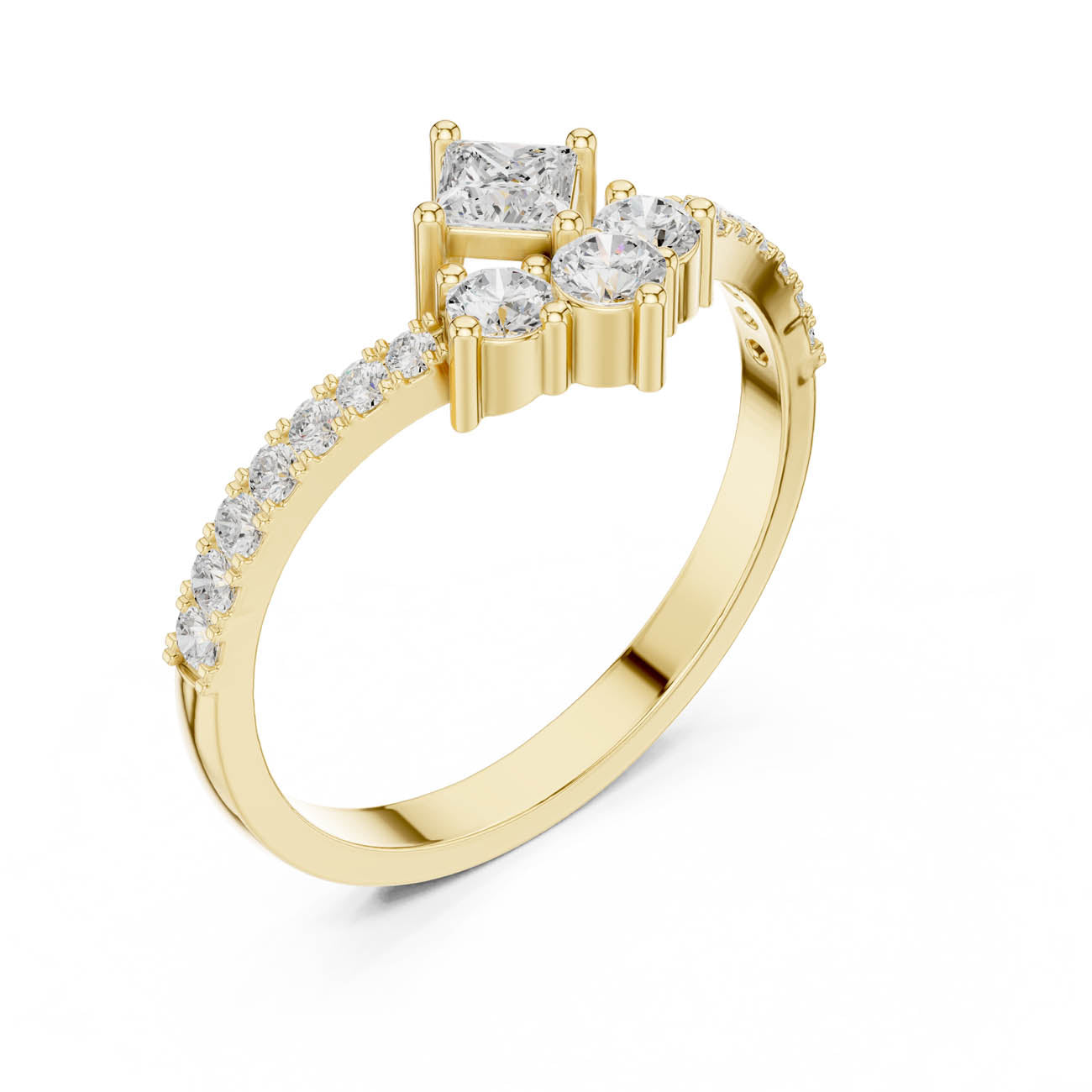 0.53 Ct. Princess-Cut Diamond Floral Cluster Ring (HLR-44)