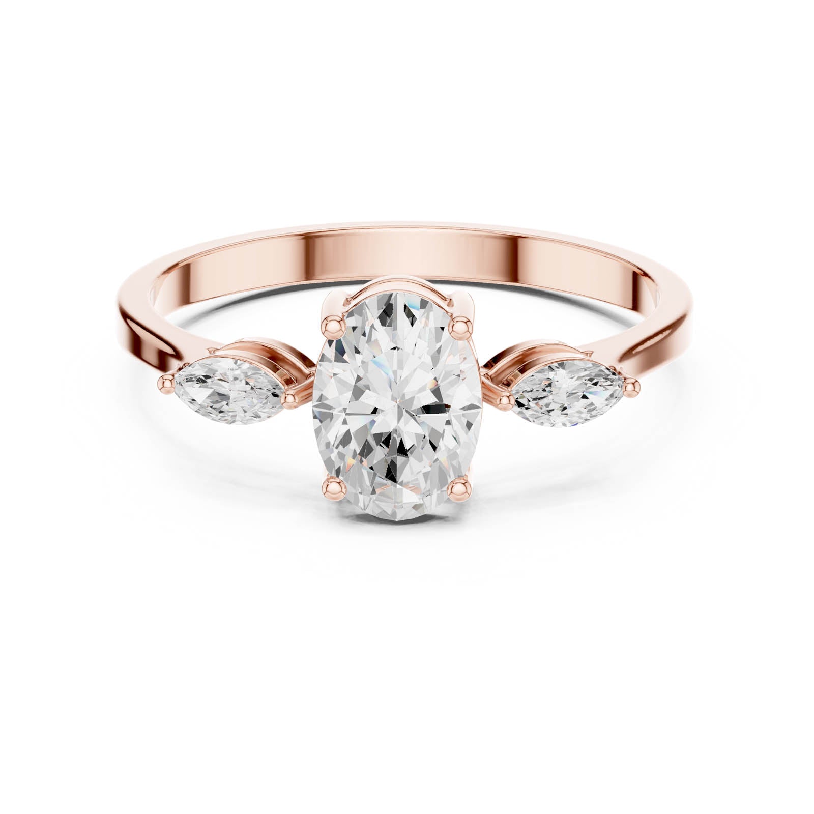 .76 Ct. Oval Diamond Ring with Marquise Side Stones (HLR-45) 12