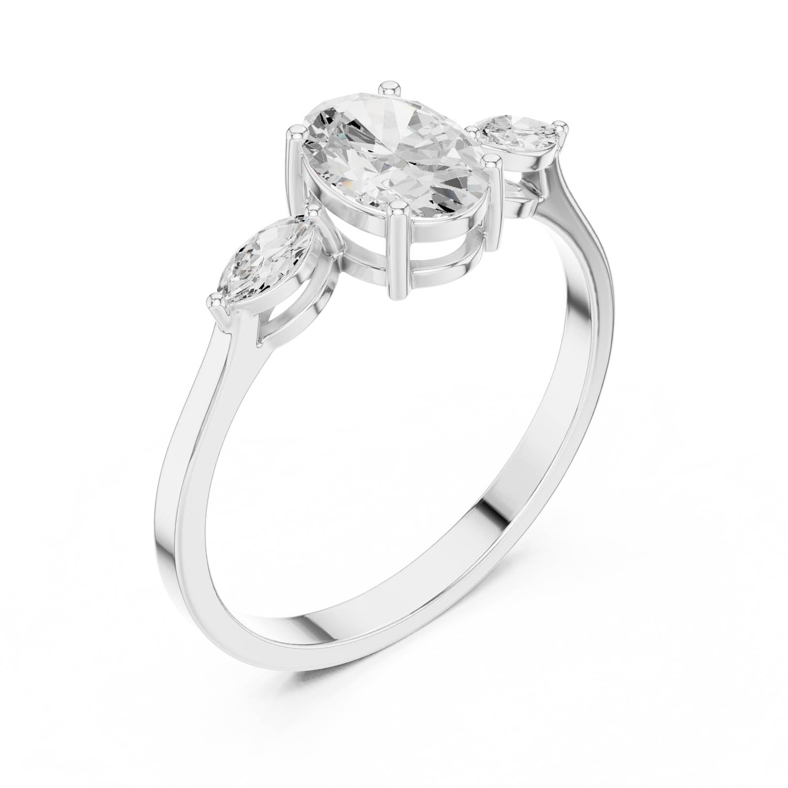 .76 Ct. Oval Diamond Ring with Marquise Side Stones (HLR-45) 5