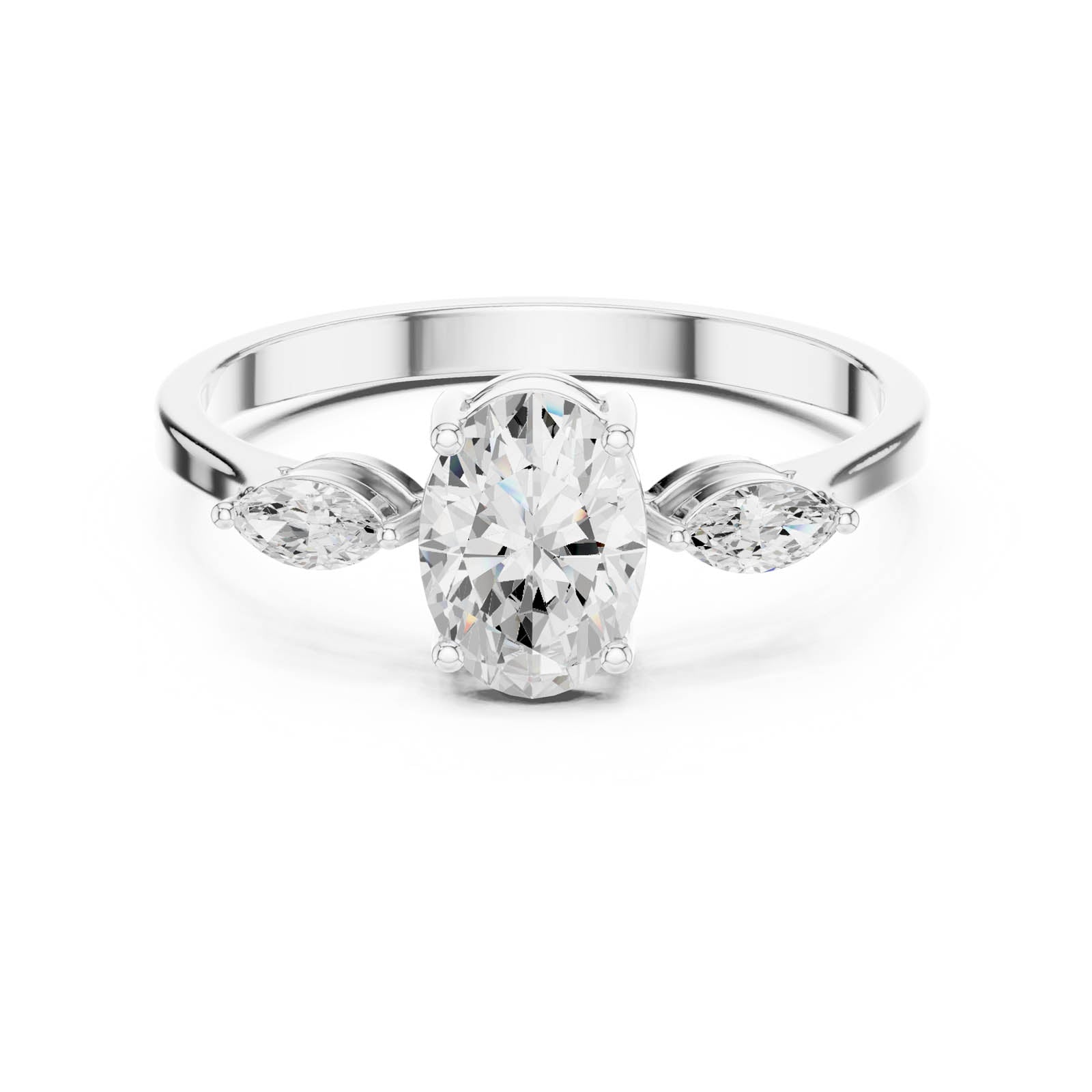 .76 Ct. Oval Diamond Ring with Marquise Side Stones (HLR-45) 1