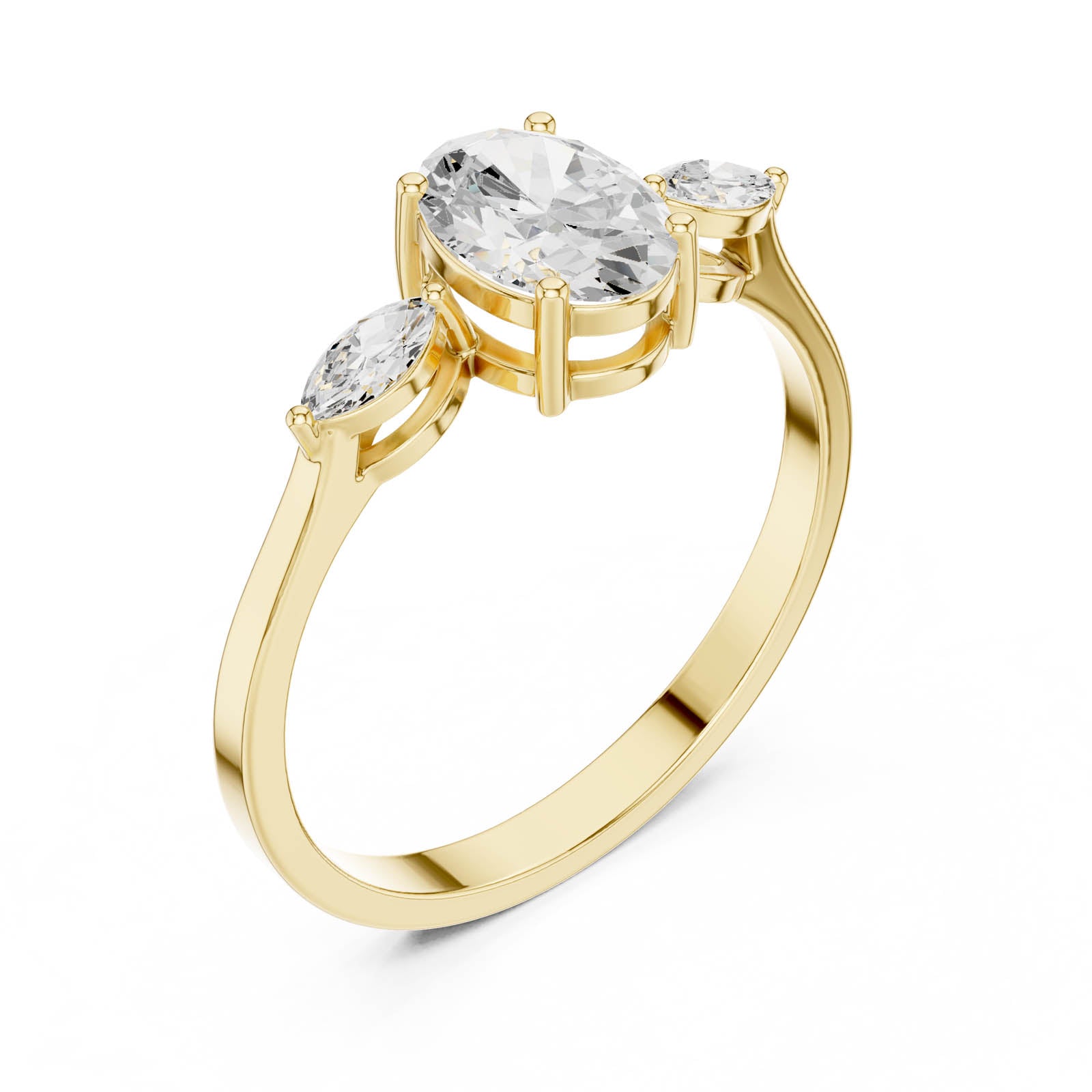 .76 Ct. Oval Diamond Ring with Marquise Side Stones (HLR-45) 2