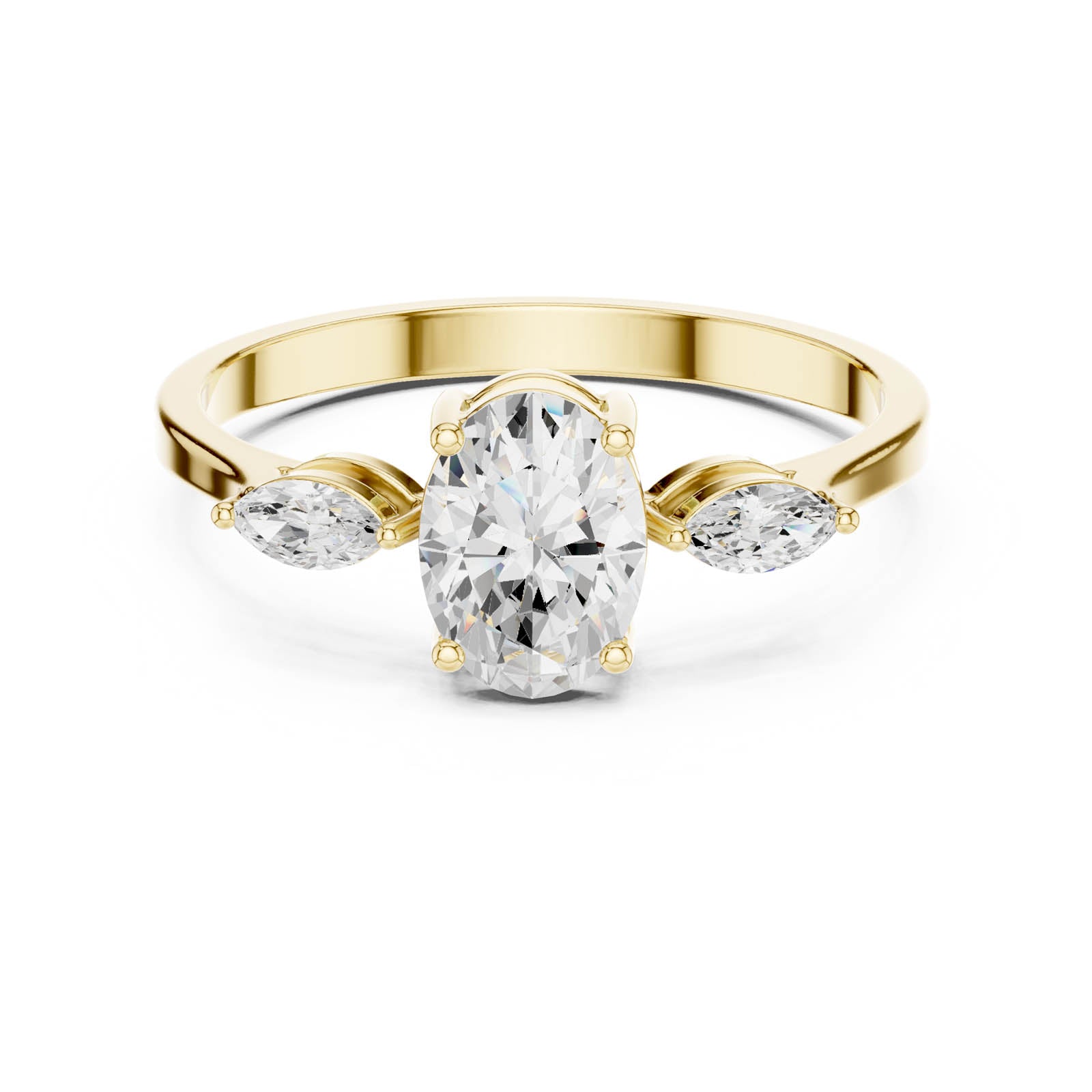 .76 Ct. Oval Diamond Ring with Marquise Side Stones (HLR-45) 9