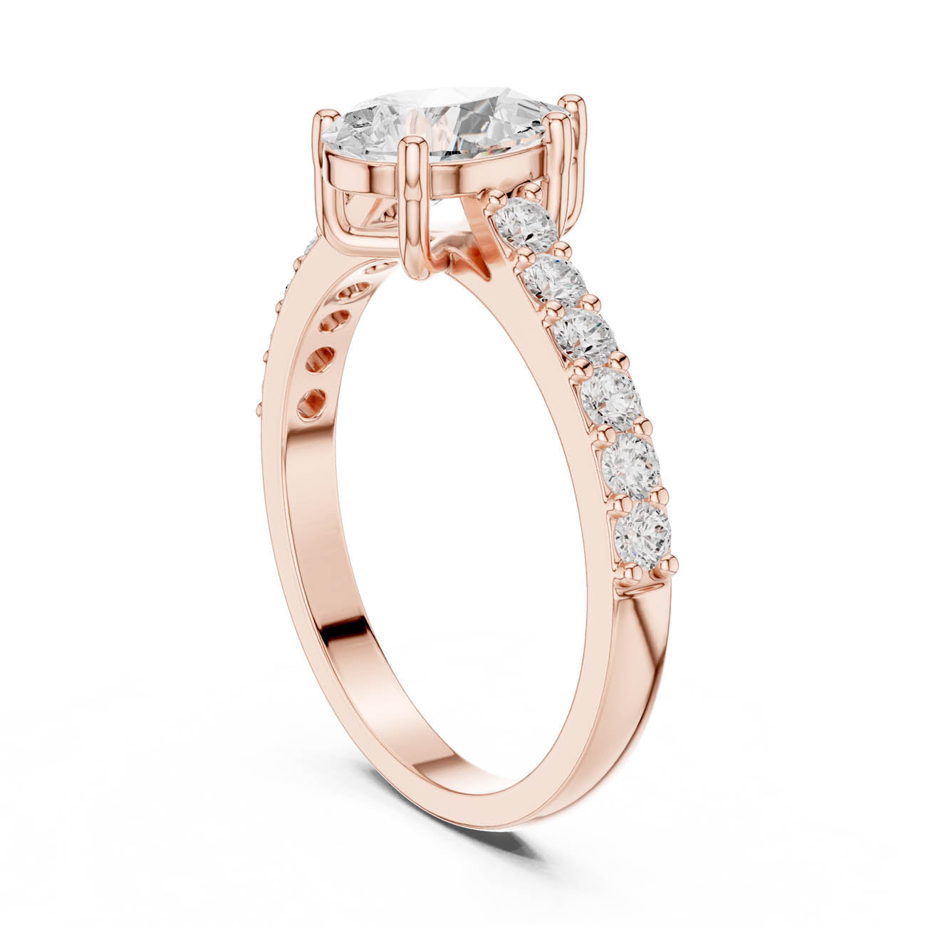 1.44 Ct. Pear Shape Diamond Engagement Ring with Pavé Band and Four-Prong Setting (HLR-48) 8