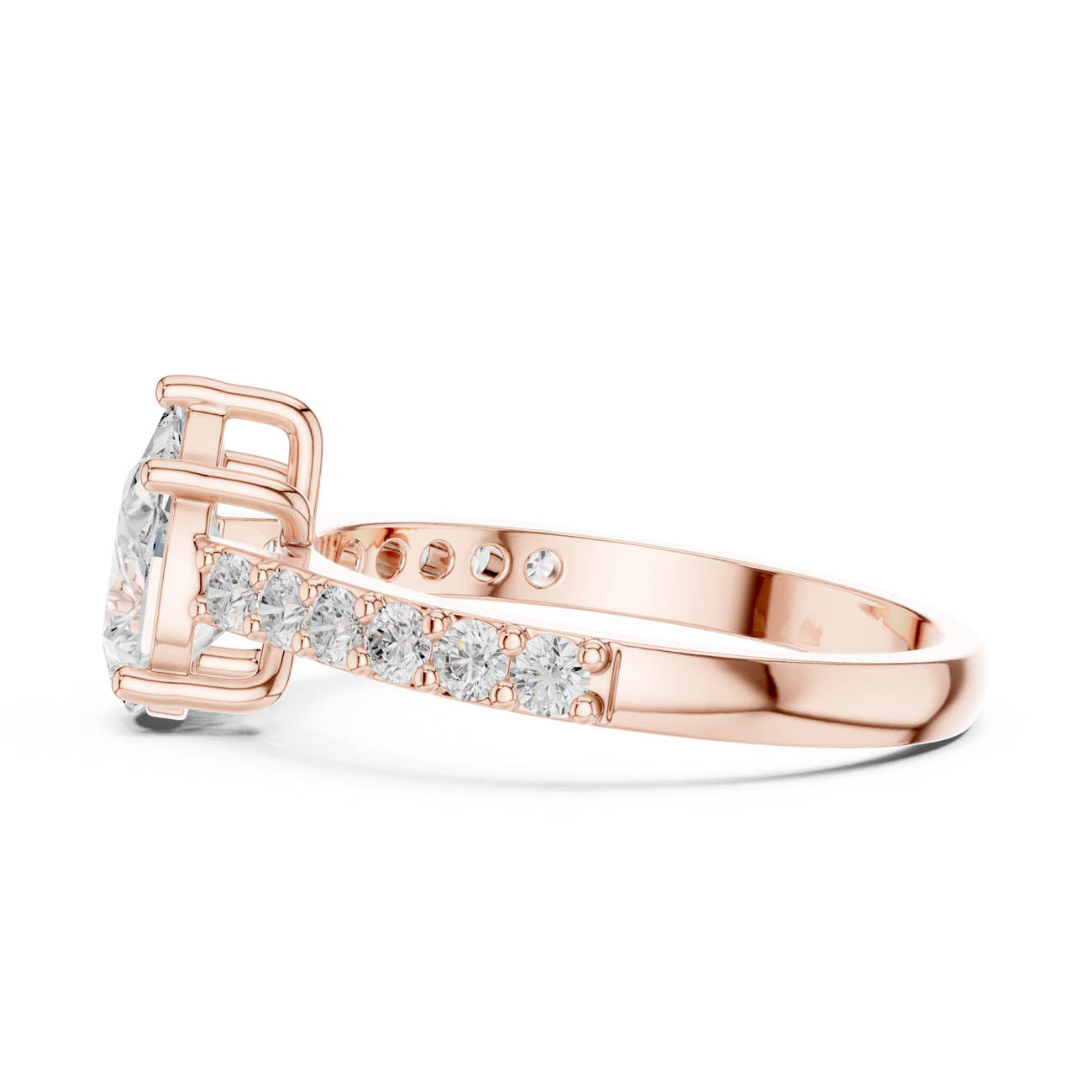 1.44 Ct. Pear Shape Diamond Engagement Ring with Pavé Band and Four-Prong Setting (HLR-48) 9