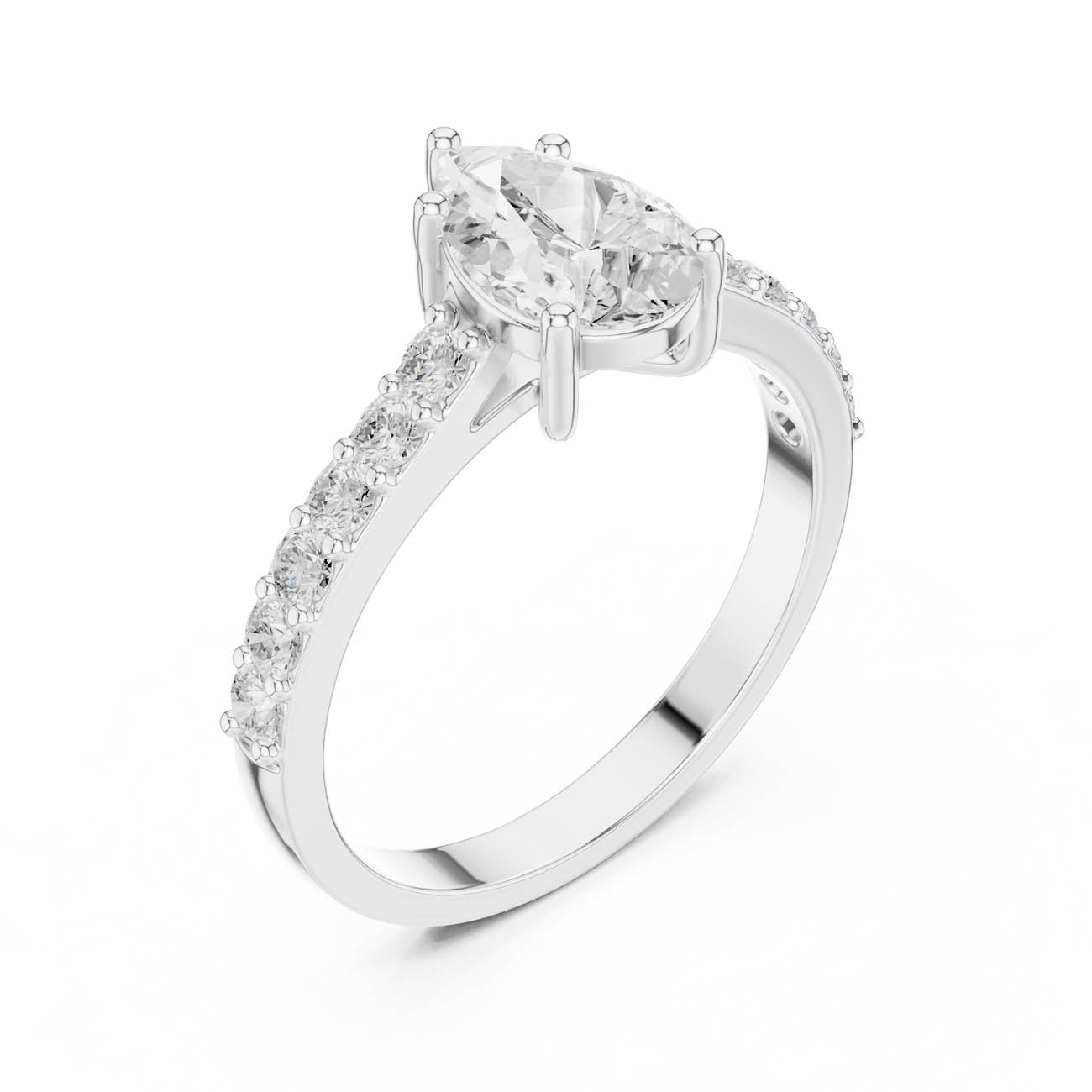 1.44 Ct. Pear Shape Diamond Engagement Ring with Pavé Band and Four-Prong Setting (HLR-48) 11