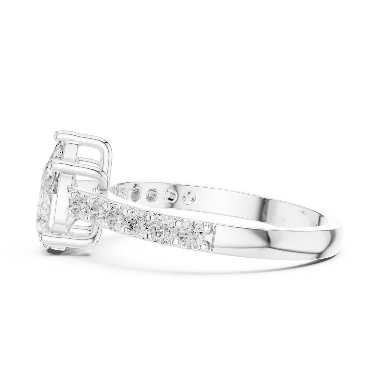 1.44 Ct. Pear Shape Diamond Engagement Ring with Pavé Band and Four-Prong Setting (HLR-48) 12