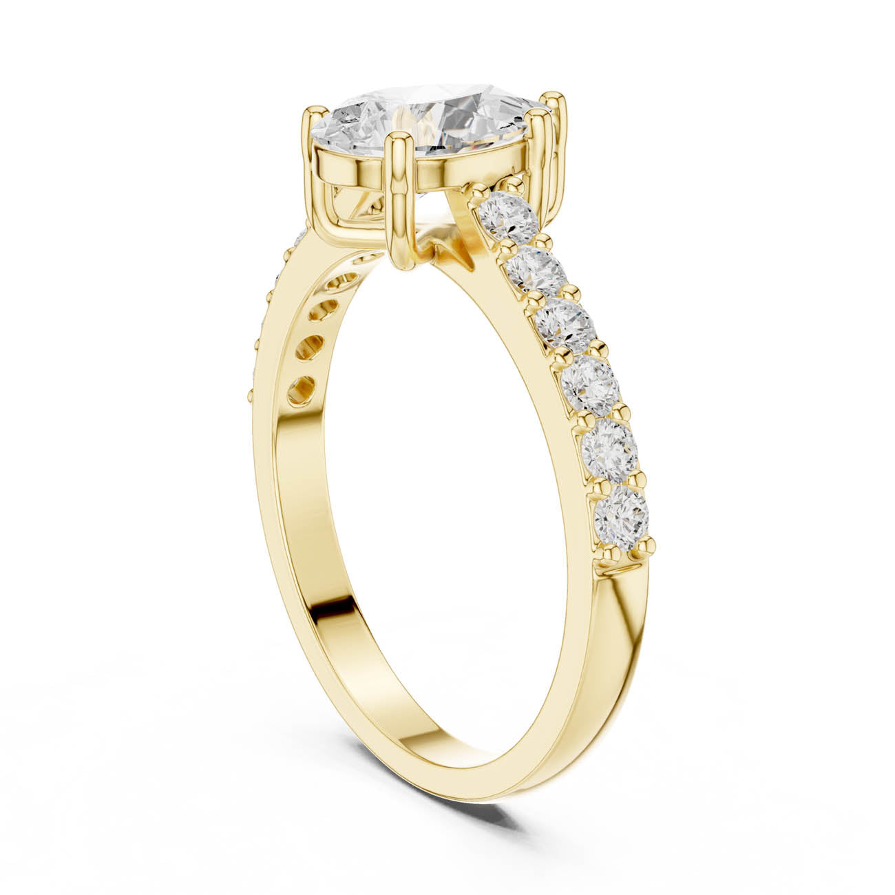 1.44 Ct. Pear Shape Diamond Engagement Ring with Pavé Band and Four-Prong Setting (HLR-48) 3