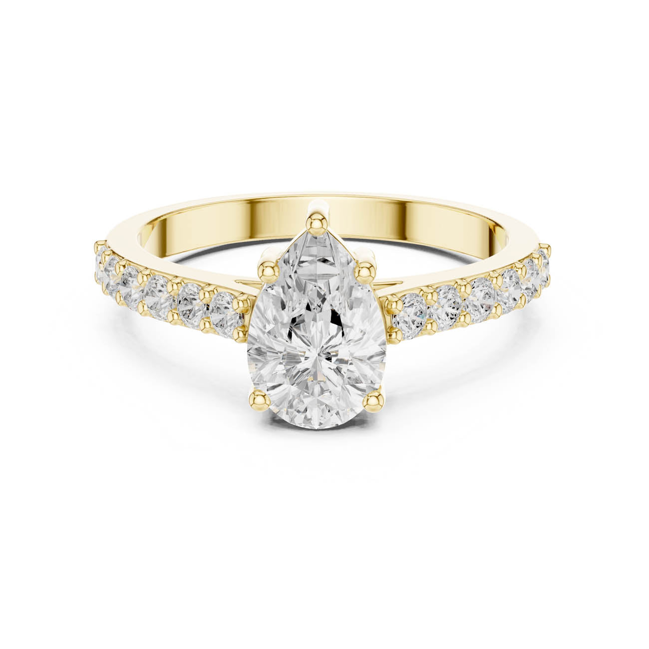1.44 Ct. Pear Shape Diamond Engagement Ring with Pavé Band and Four-Prong Setting (HLR-48) 5