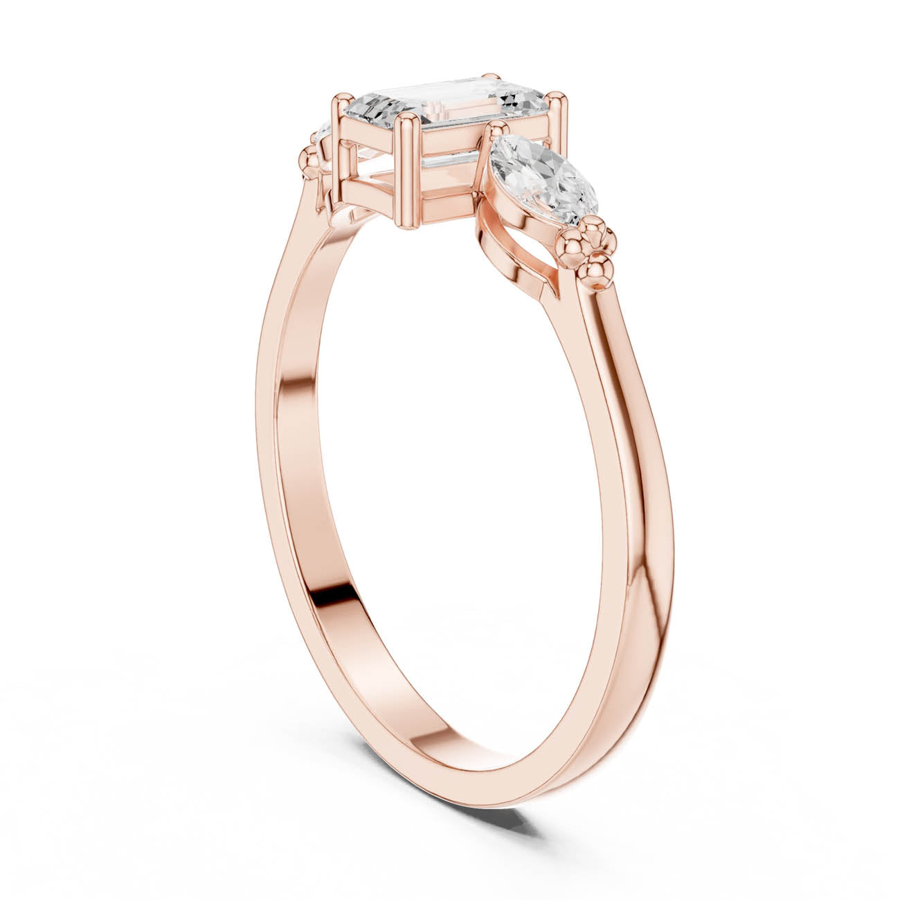 .55 Ct. Emerald Cut Diamond Ring with Marquise Side Stones (HLR-68) 9