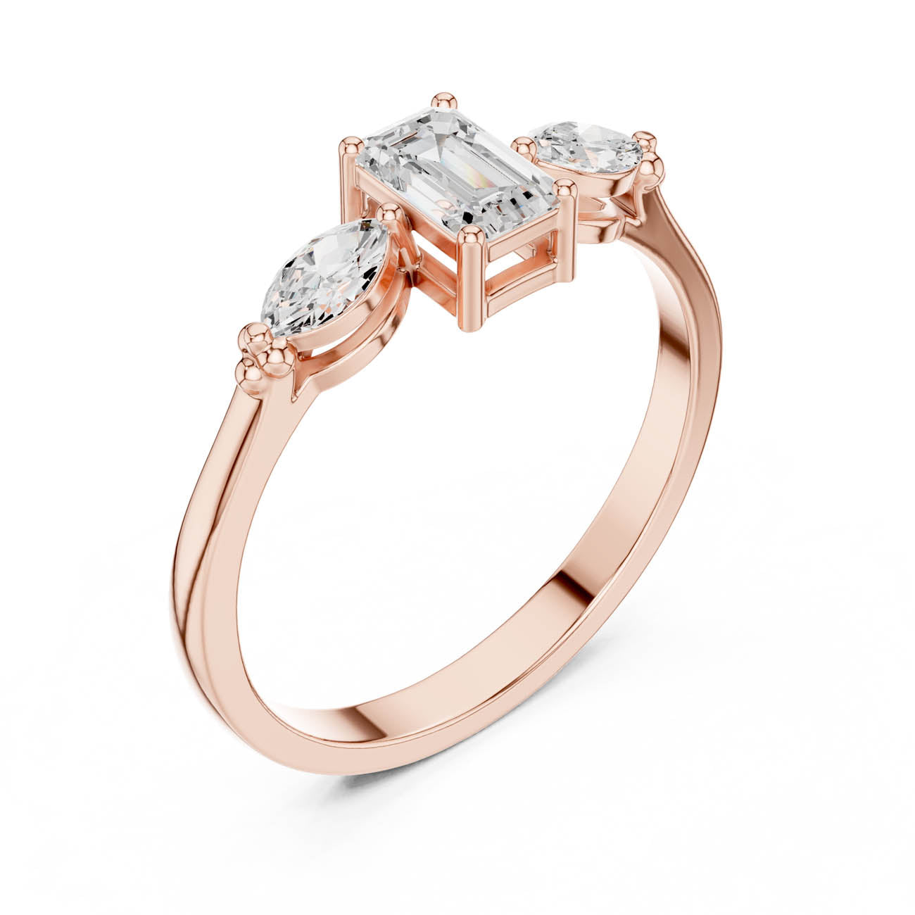 .55 Ct. Emerald Cut Diamond Ring with Marquise Side Stones (HLR-68) 8