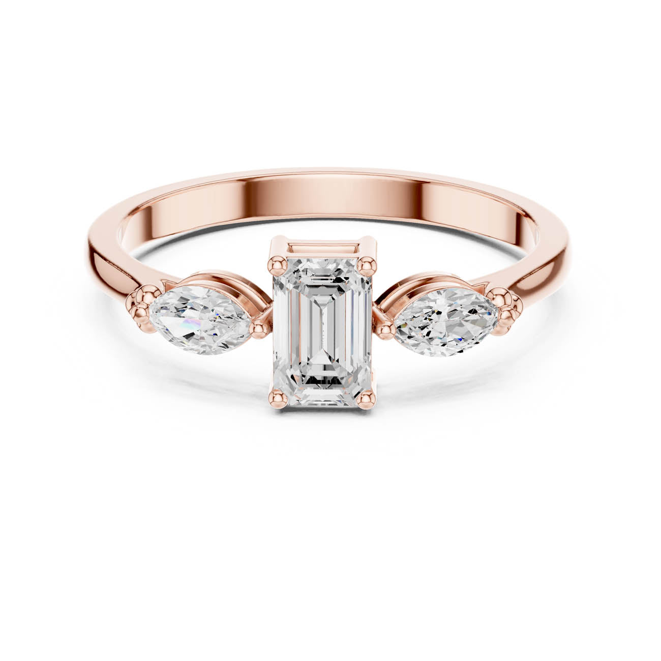 .55 Ct. Emerald Cut Diamond Ring with Marquise Side Stones (HLR-68) 7