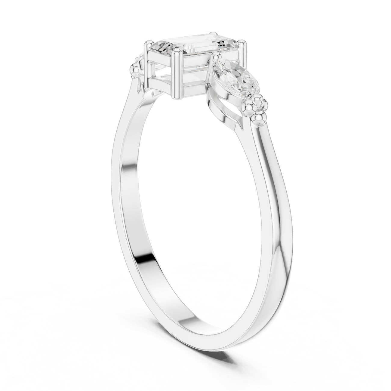 .55 Ct. Emerald Cut Diamond Ring with Marquise Side Stones (HLR-68) 10