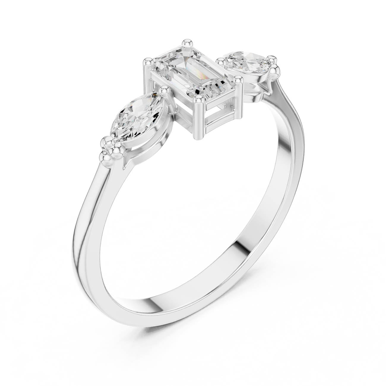 .55 Ct. Emerald Cut Diamond Ring with Marquise Side Stones (HLR-68) 6