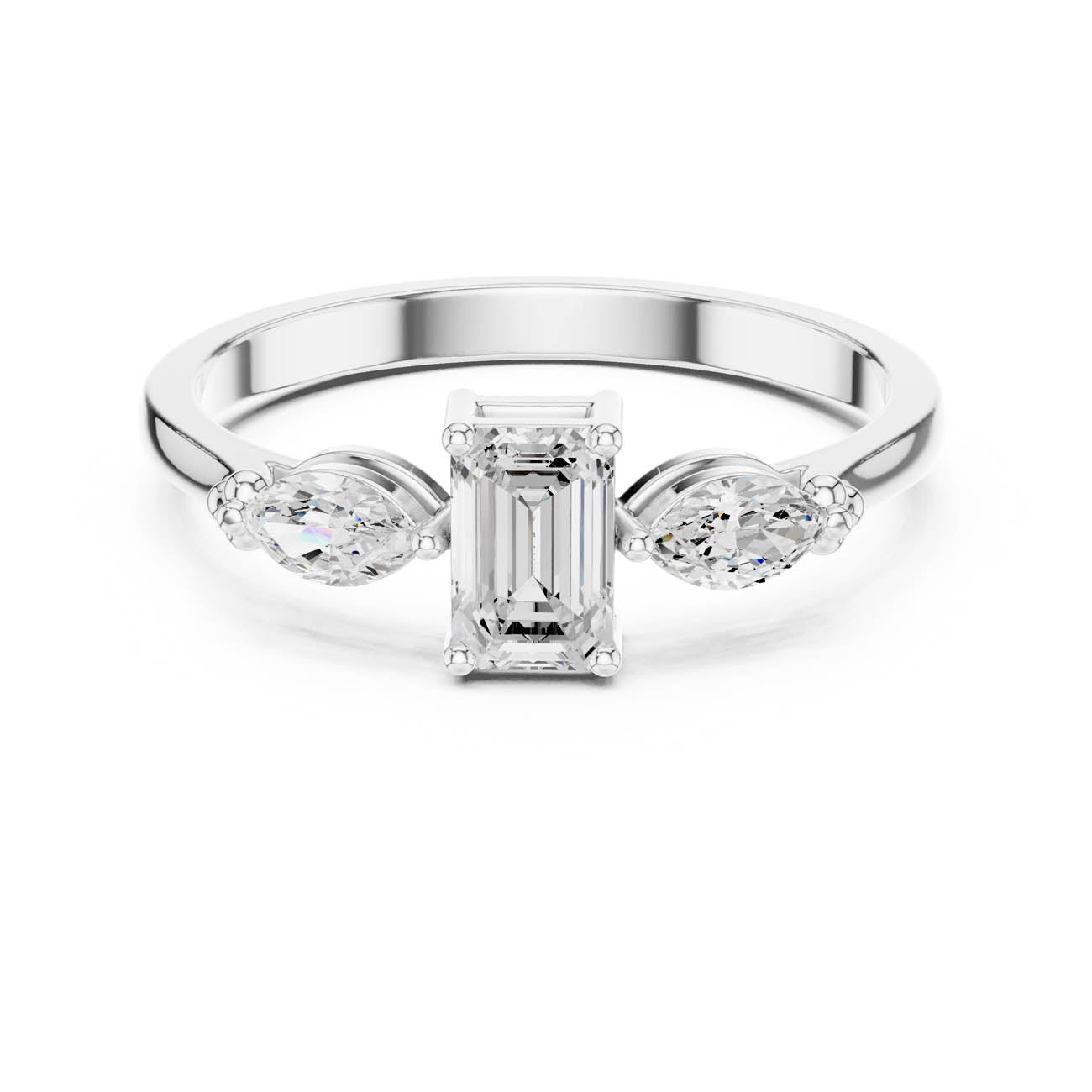 .55 Ct. Emerald Cut Diamond Ring with Marquise Side Stones (HLR-68)