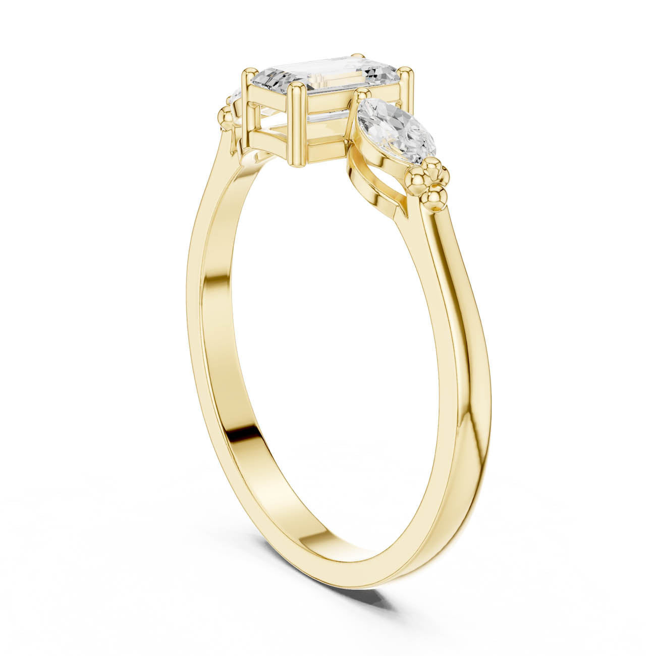 .55 Ct. Emerald Cut Diamond Ring with Marquise Side Stones (HLR-68) 3