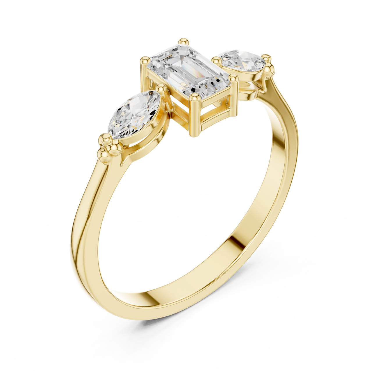 .55 Ct. Emerald Cut Diamond Ring with Marquise Side Stones (HLR-68)