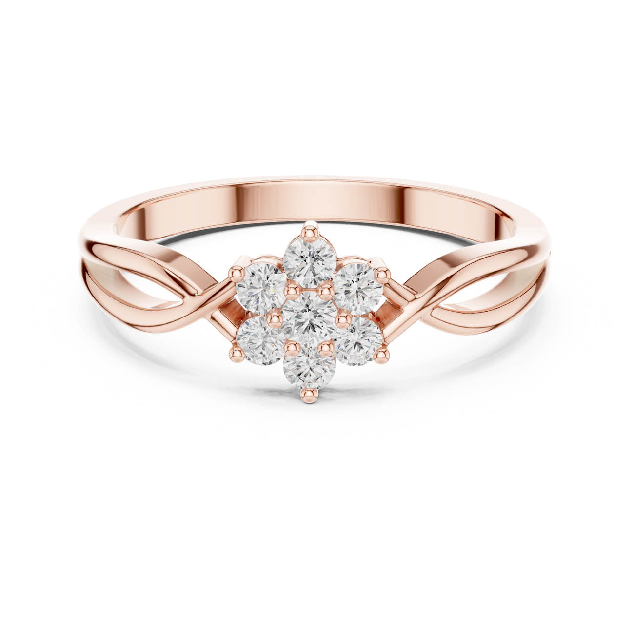 .19 Ct. Round Diamond Floral Cluster Ring with Petal Shank (HLR-72) 7