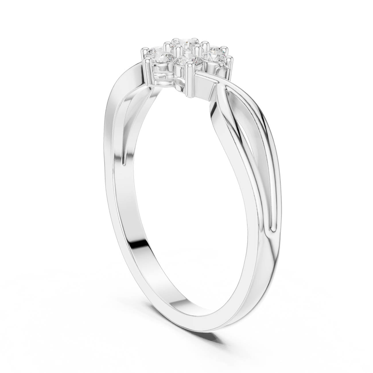 .19 Ct. Round Diamond Floral Cluster Ring with Petal Shank (HLR-72) 11