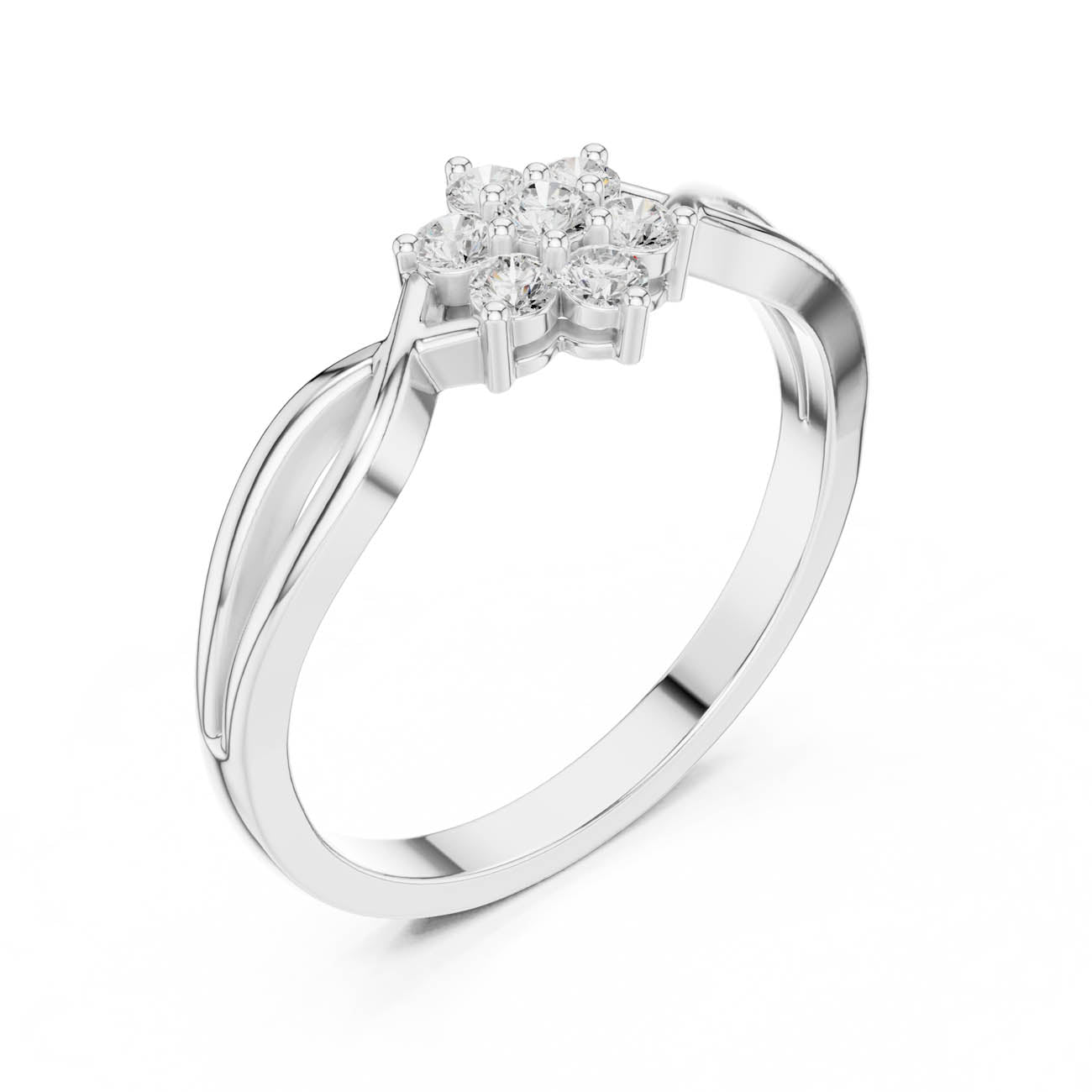 .19 Ct. Round Diamond Floral Cluster Ring with Petal Shank (HLR-72) 6