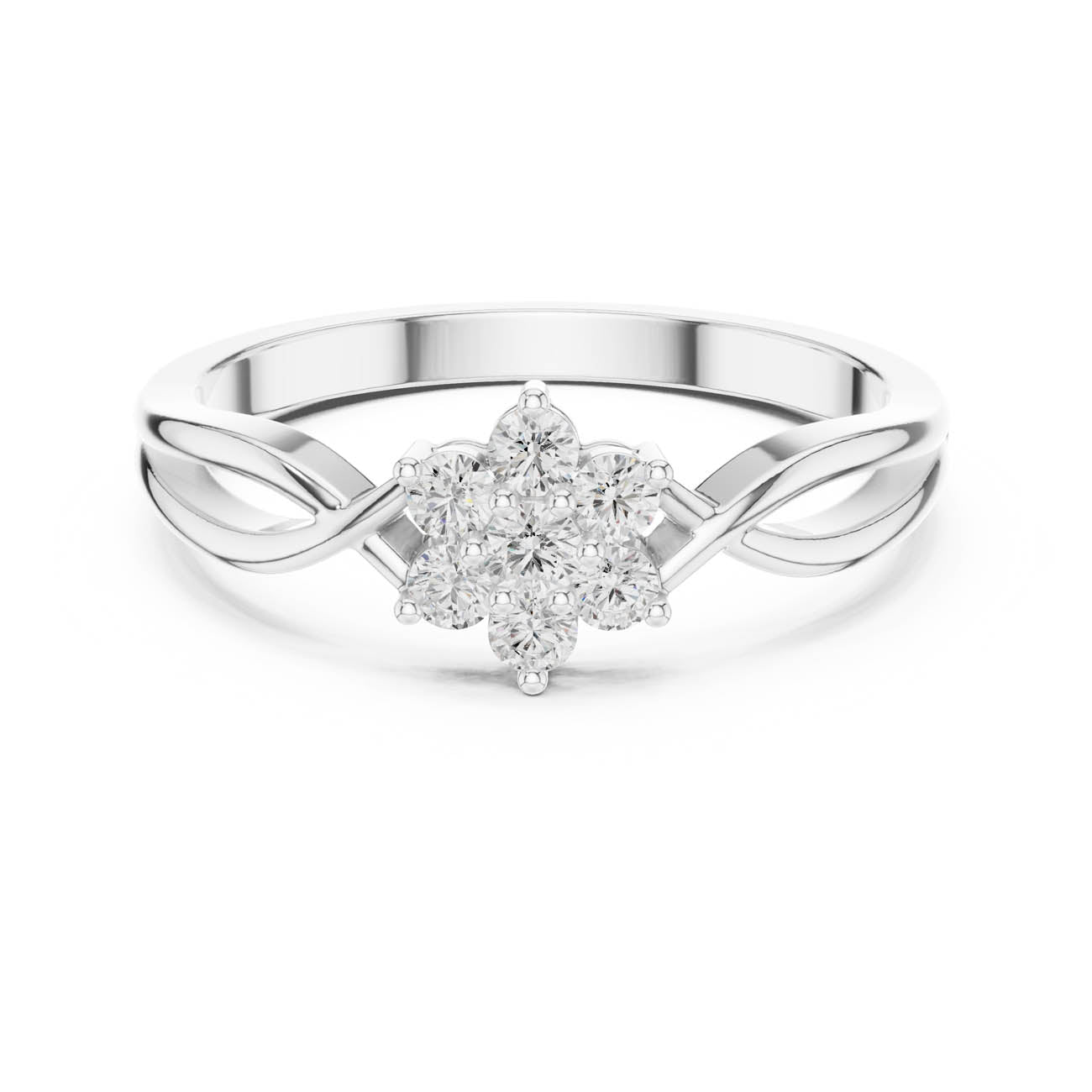 .19 Ct. Round Diamond Floral Cluster Ring with Petal Shank (HLR-72)