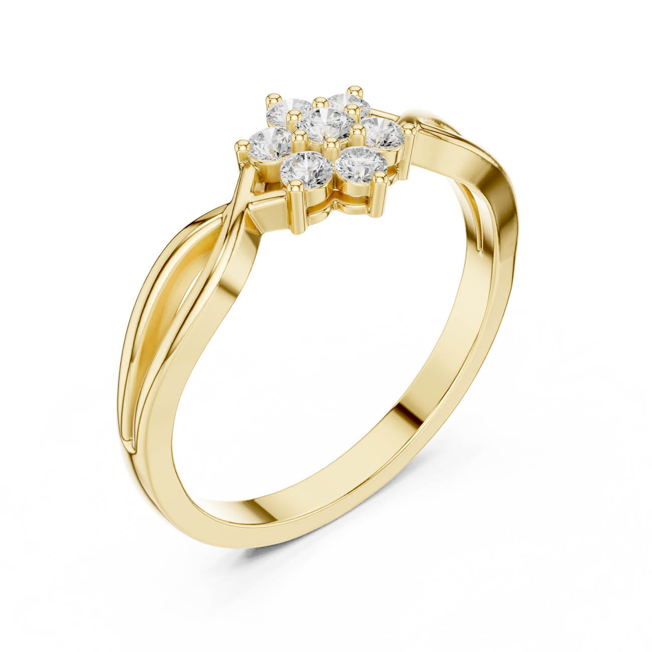 .19 Ct. Round Diamond Floral Cluster Ring with Petal Shank (HLR-72)