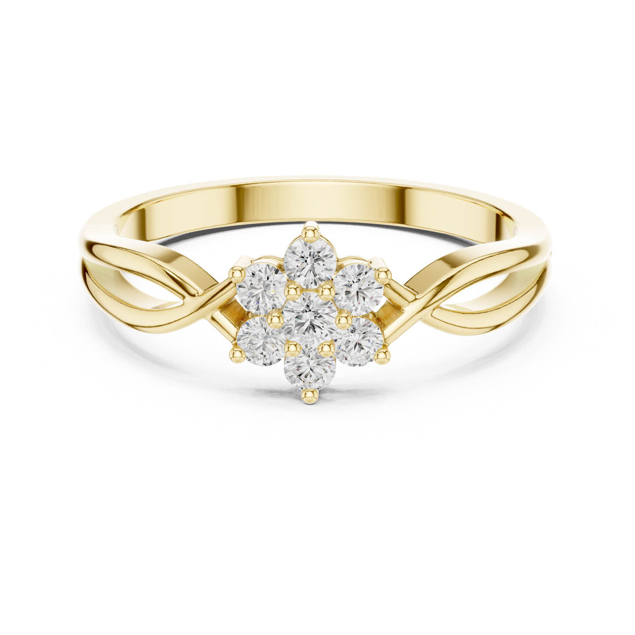.19 Ct. Round Diamond Floral Cluster Ring with Petal Shank (HLR-72) 5