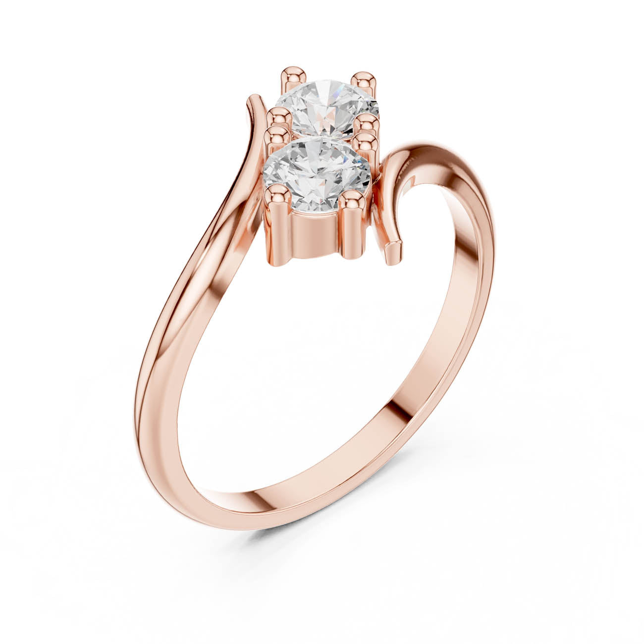 .60 Ct. Two-Stone Round Diamond Bypass Ring (HLR-74) 10