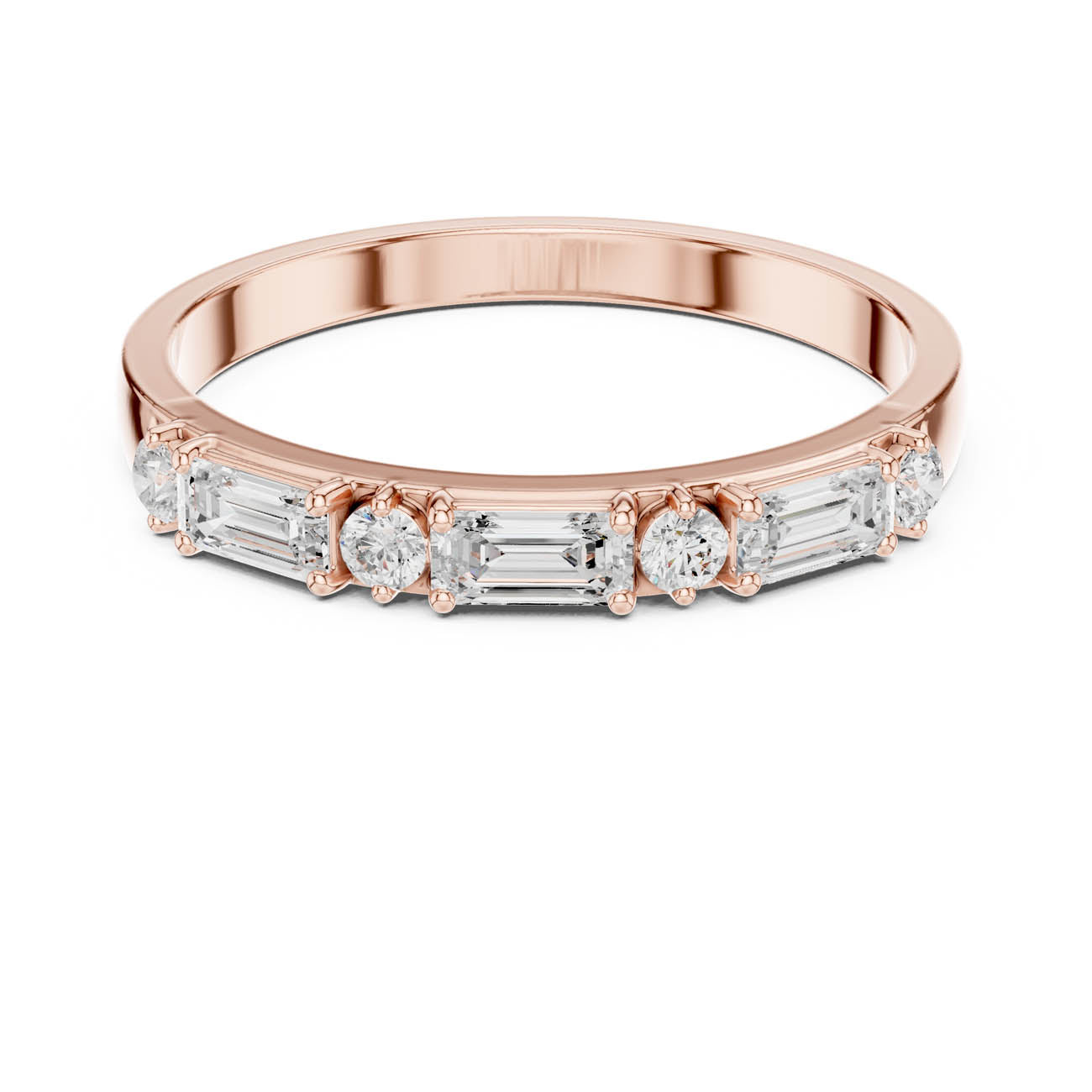 .36 Ct. Alternating Emerald and Round Diamond Half Eternity Ring (HLR-75) 7