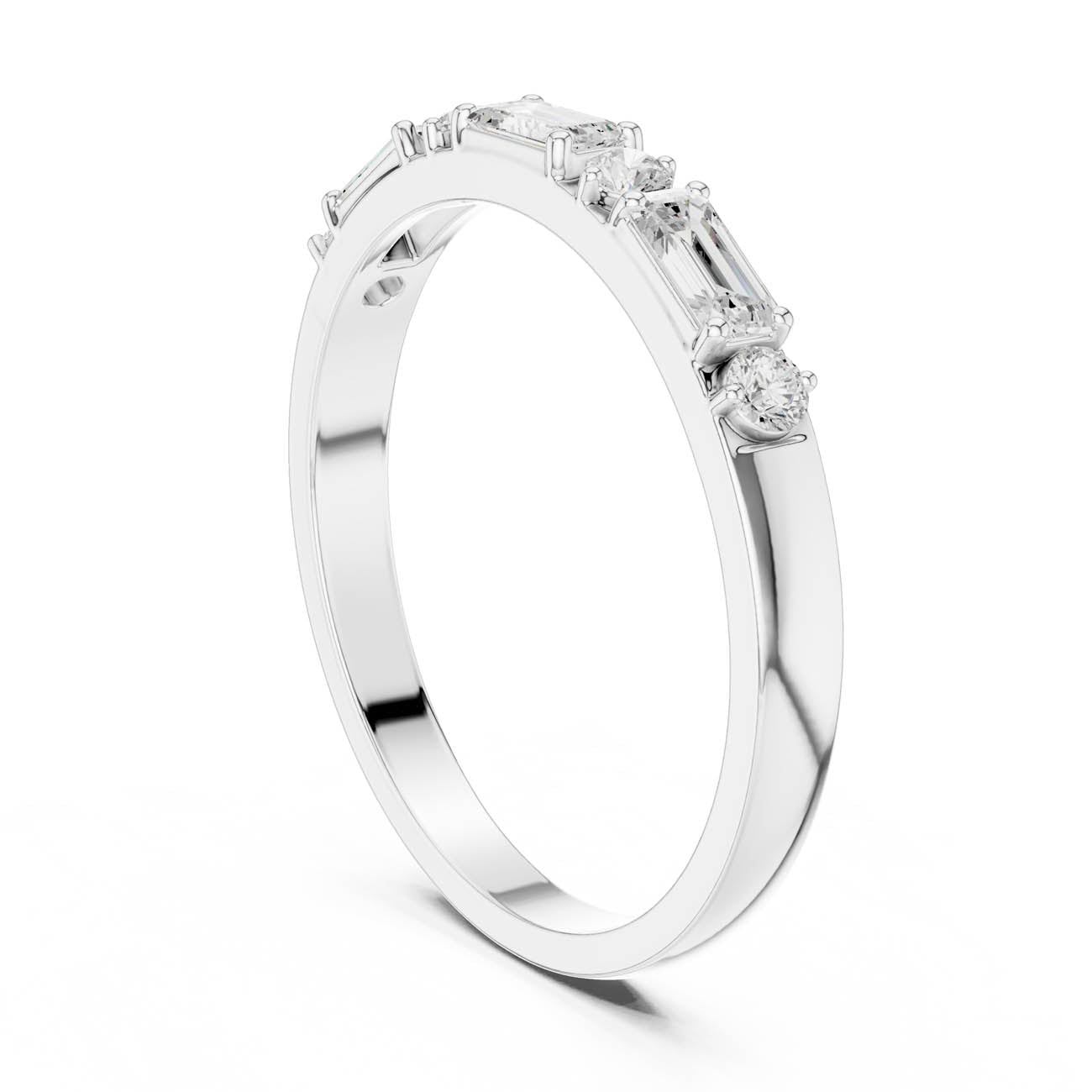 .36 Ct. Alternating Emerald and Round Diamond Half Eternity Ring (HLR-75) 9
