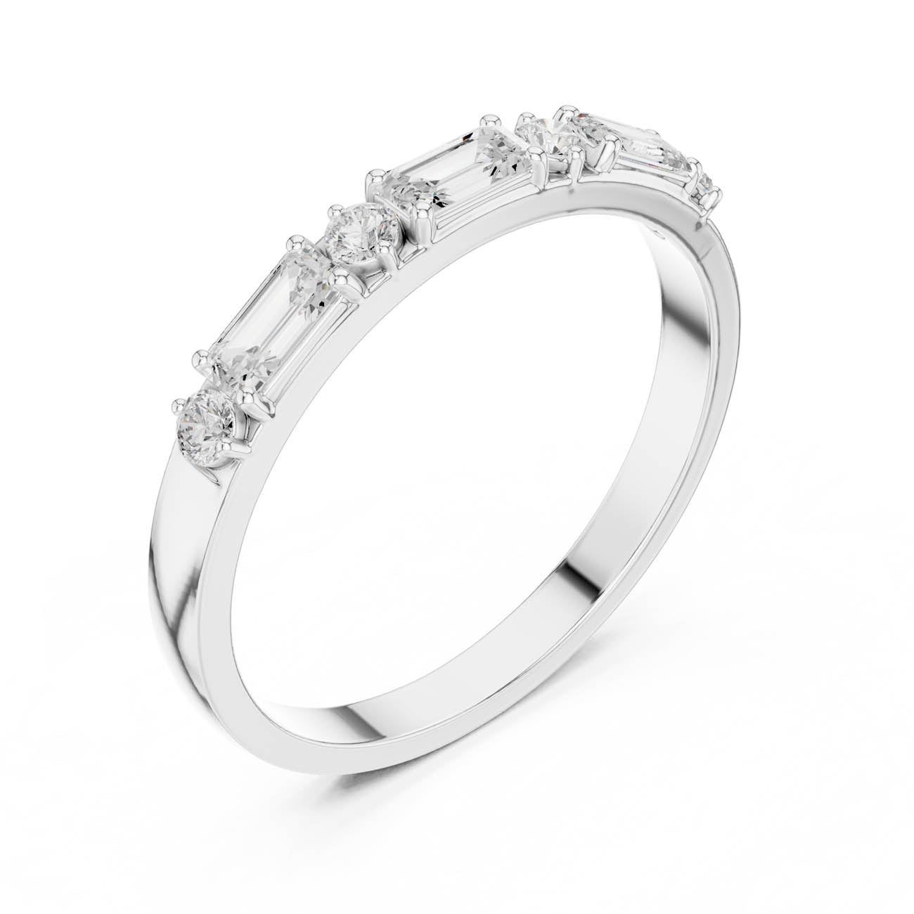 .36 Ct. Alternating Emerald and Round Diamond Half Eternity Ring (HLR-75) 6