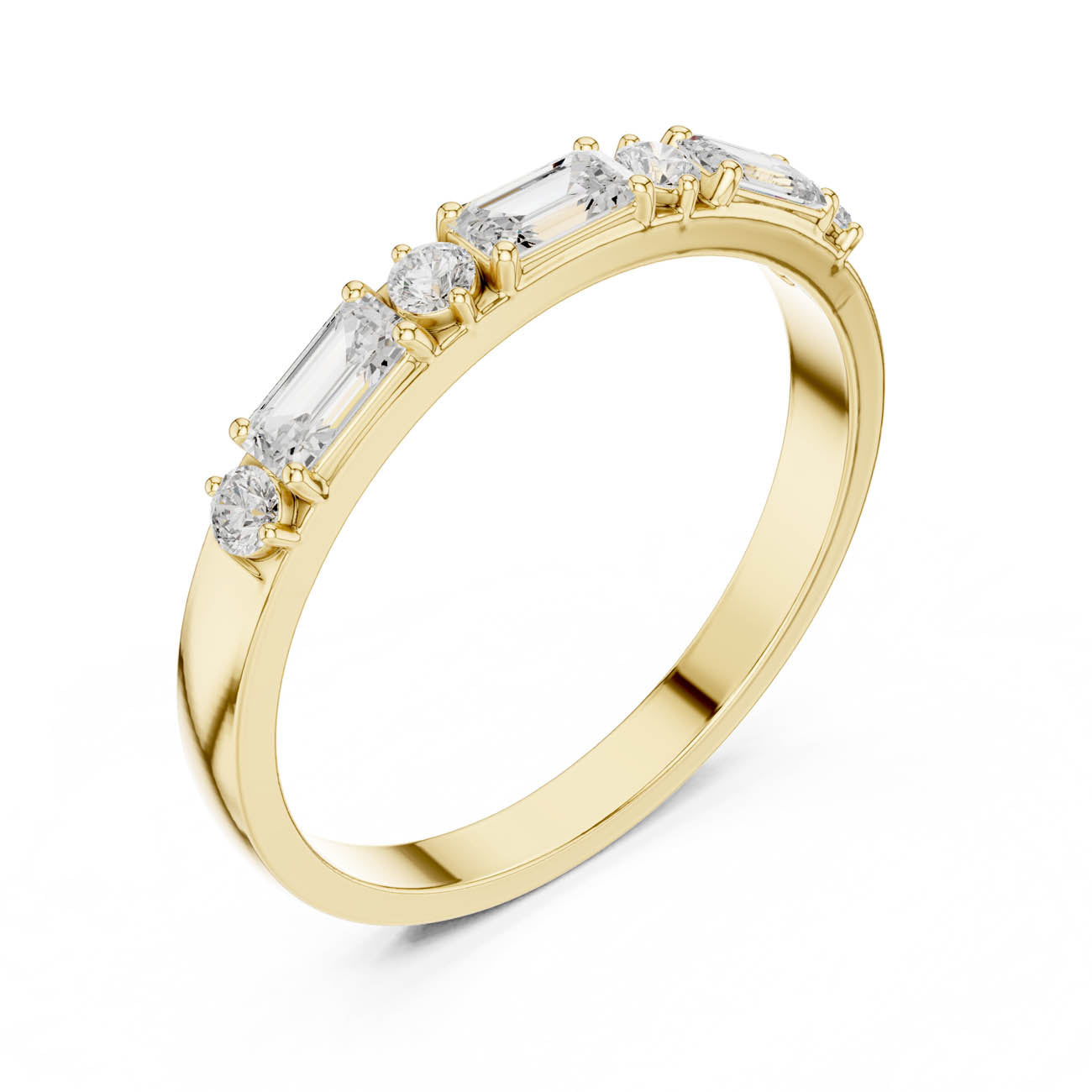 .36 Ct. Alternating Emerald and Round Diamond Half Eternity Ring (HLR-75)