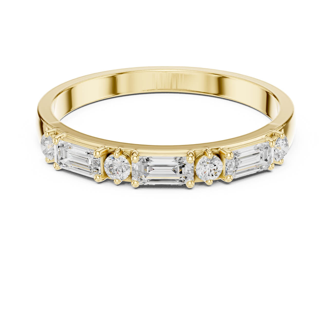 .36 Ct. Alternating Emerald and Round Diamond Half Eternity Ring (HLR-75) 5