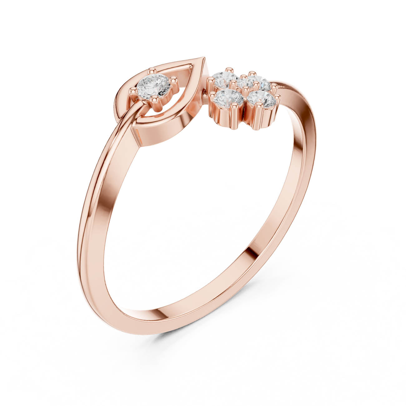 .12 Ct. Diamond Floral Open Ring with Marquise Frame Accent (HLR-79) 6