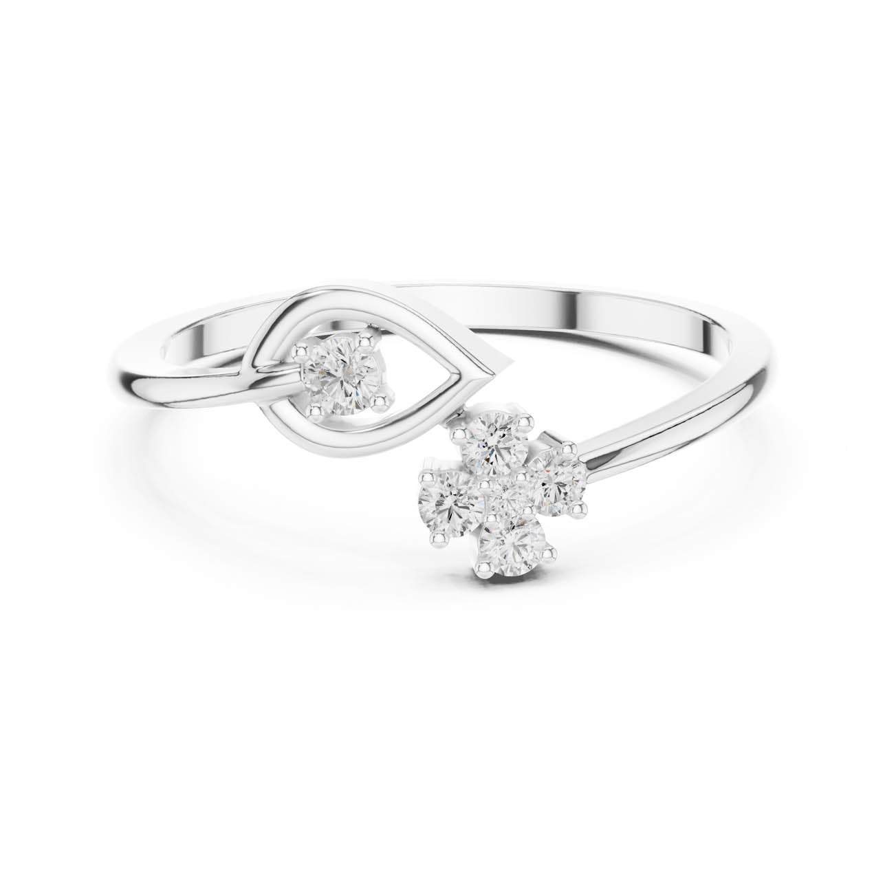.12 Ct. Diamond Floral Open Ring with Marquise Frame Accent (HLR-79) 7