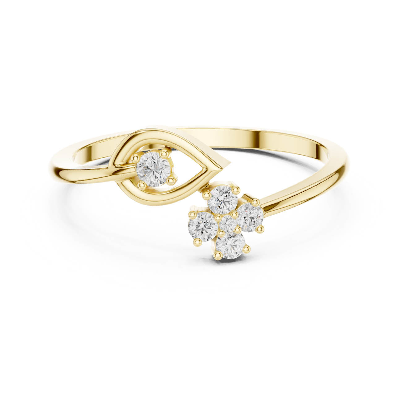 .12 Ct. Diamond Floral Open Ring with Marquise Frame Accent (HLR-79)