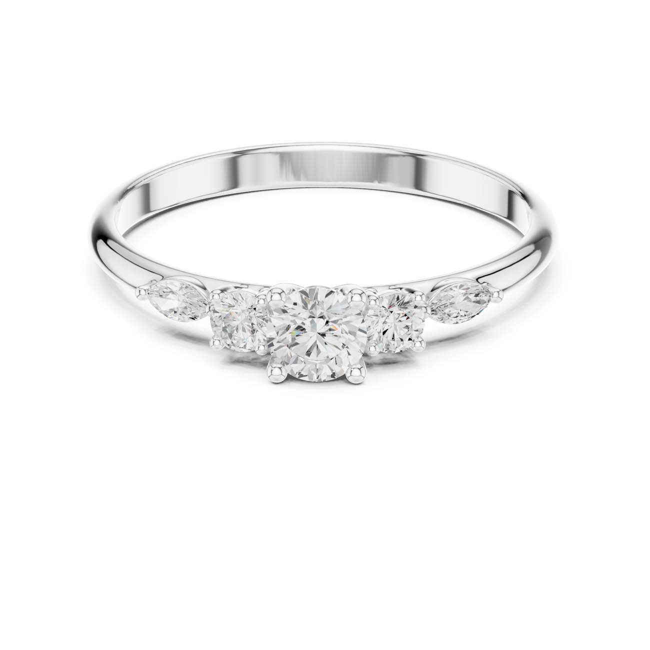 .30 Ct. Round Diamond Ring with Marquise Side Stones (HLR-89)