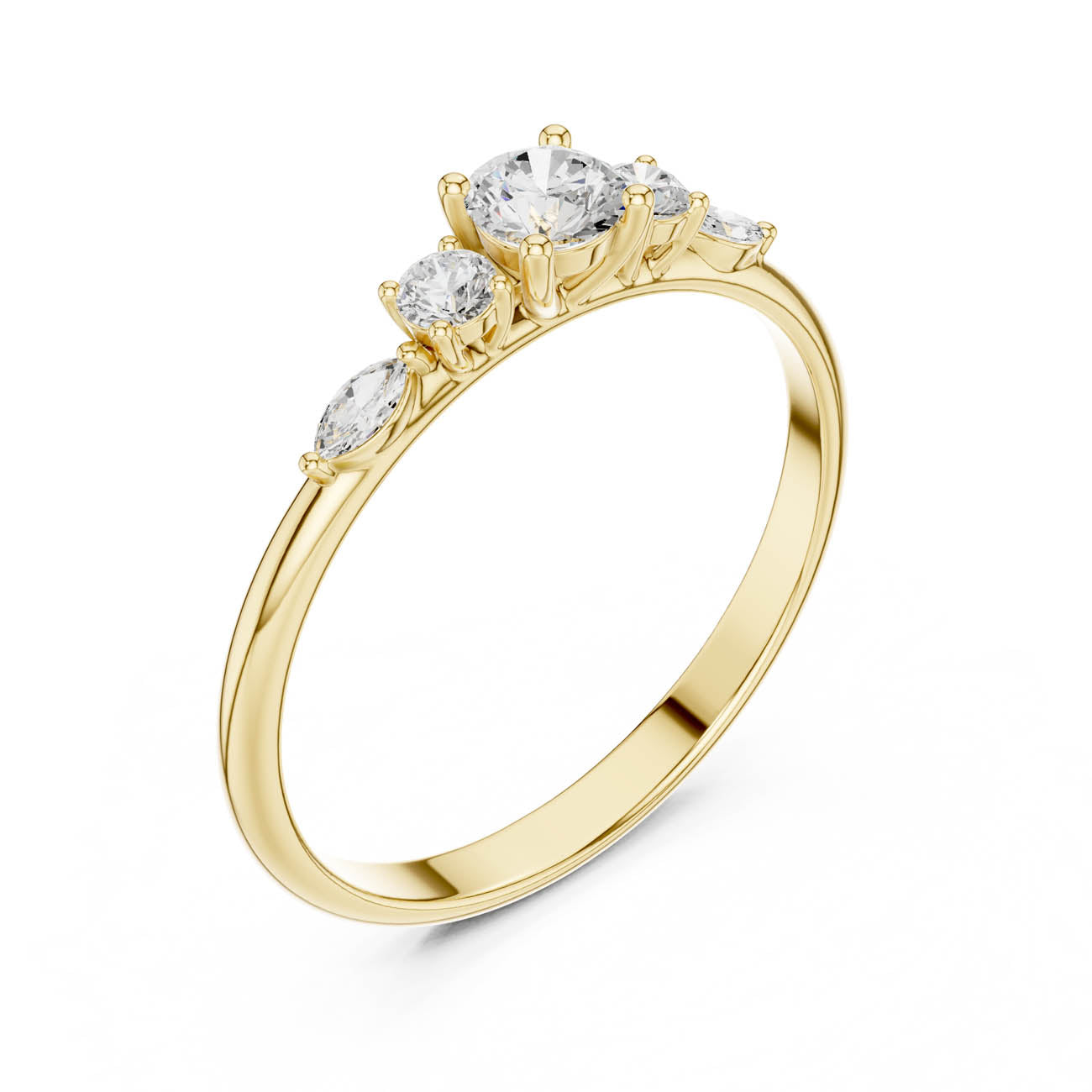 .30 Ct. Round Diamond Ring with Marquise Side Stones (HLR-89)