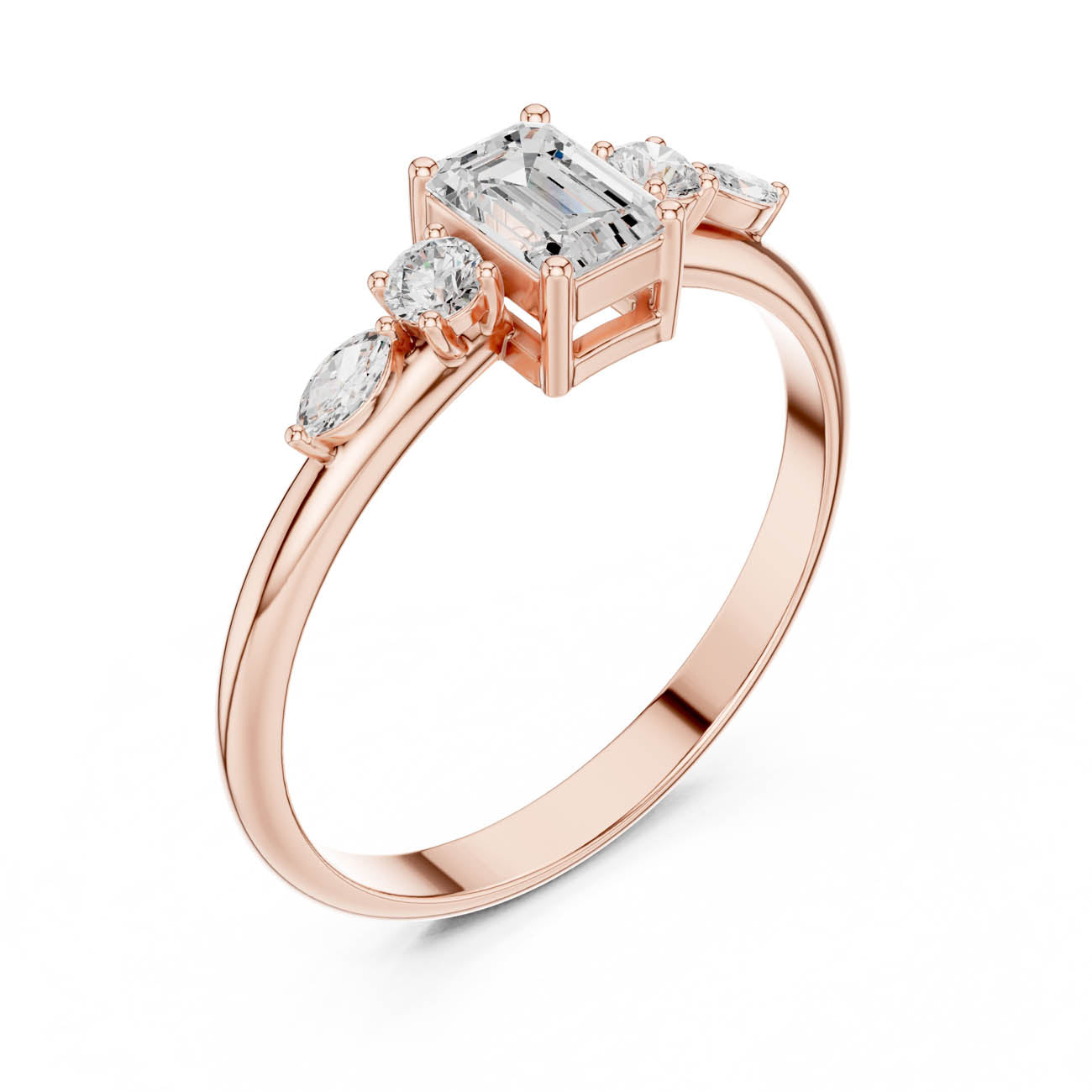 .46 Ct. Emerald-Cut Diamond Ring with Round and Marquise Accents (HLR-90) 8