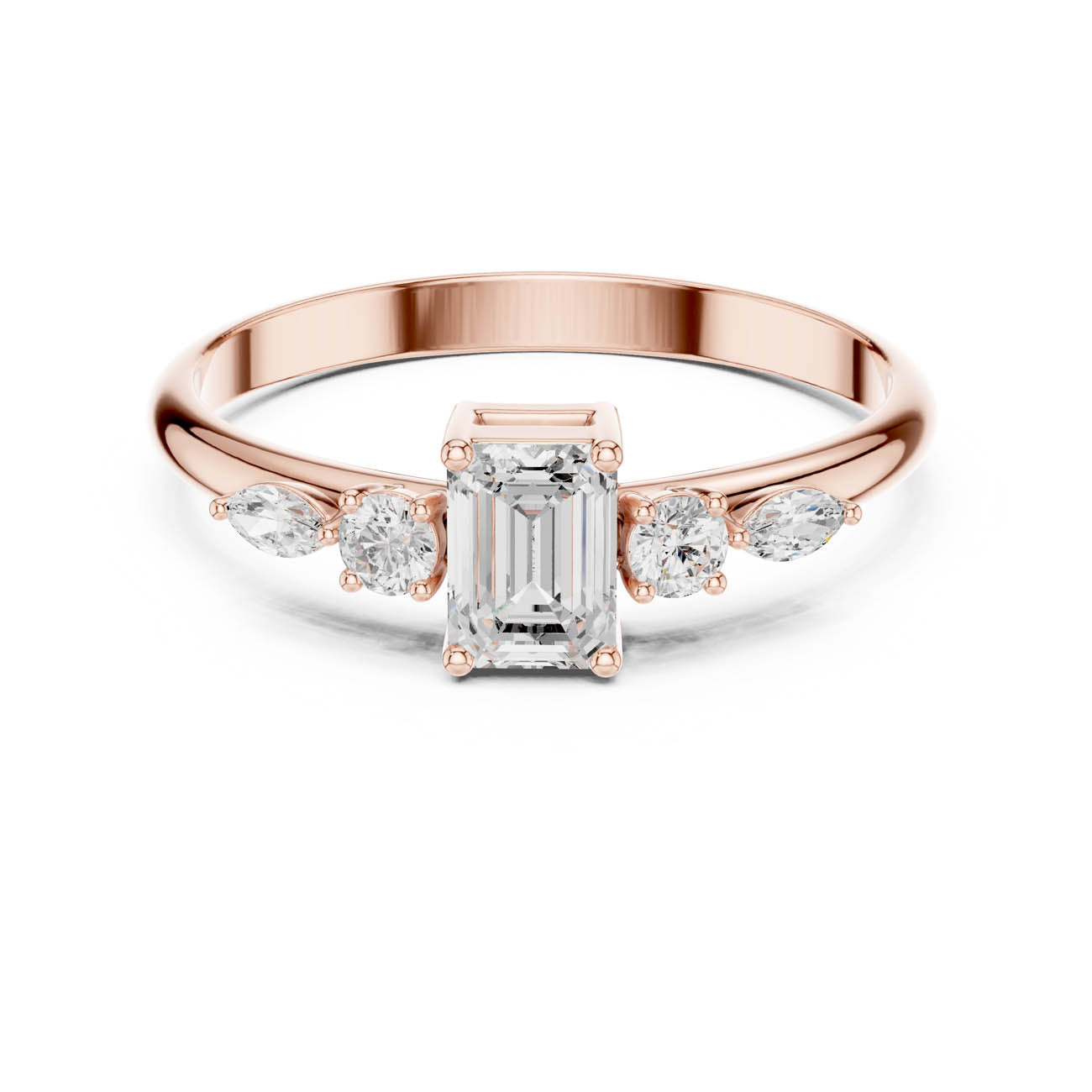.46 Ct. Emerald-Cut Diamond Ring with Round and Marquise Accents (HLR-90) 7